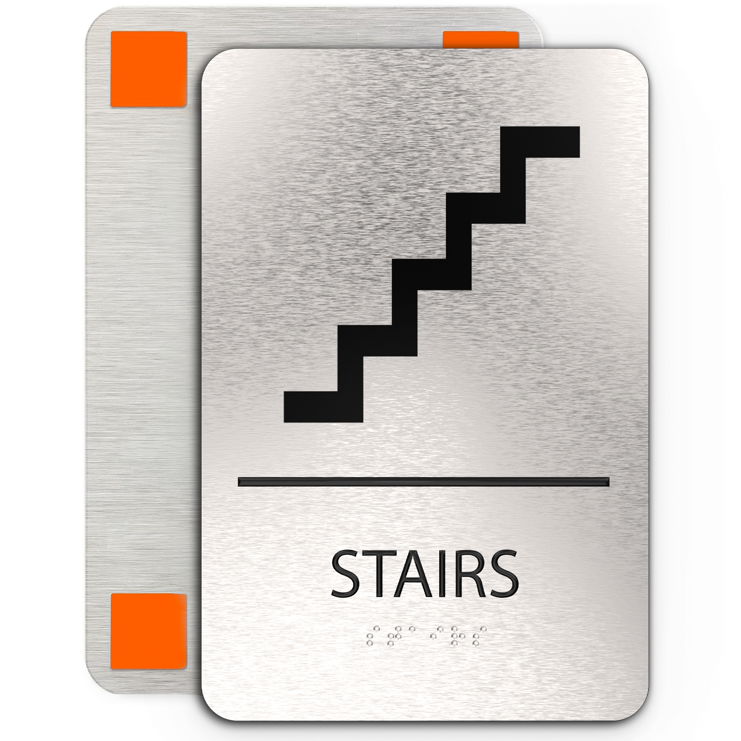 STAIRS Sign  - Brushed Silver Aluminum - ADA Compliant