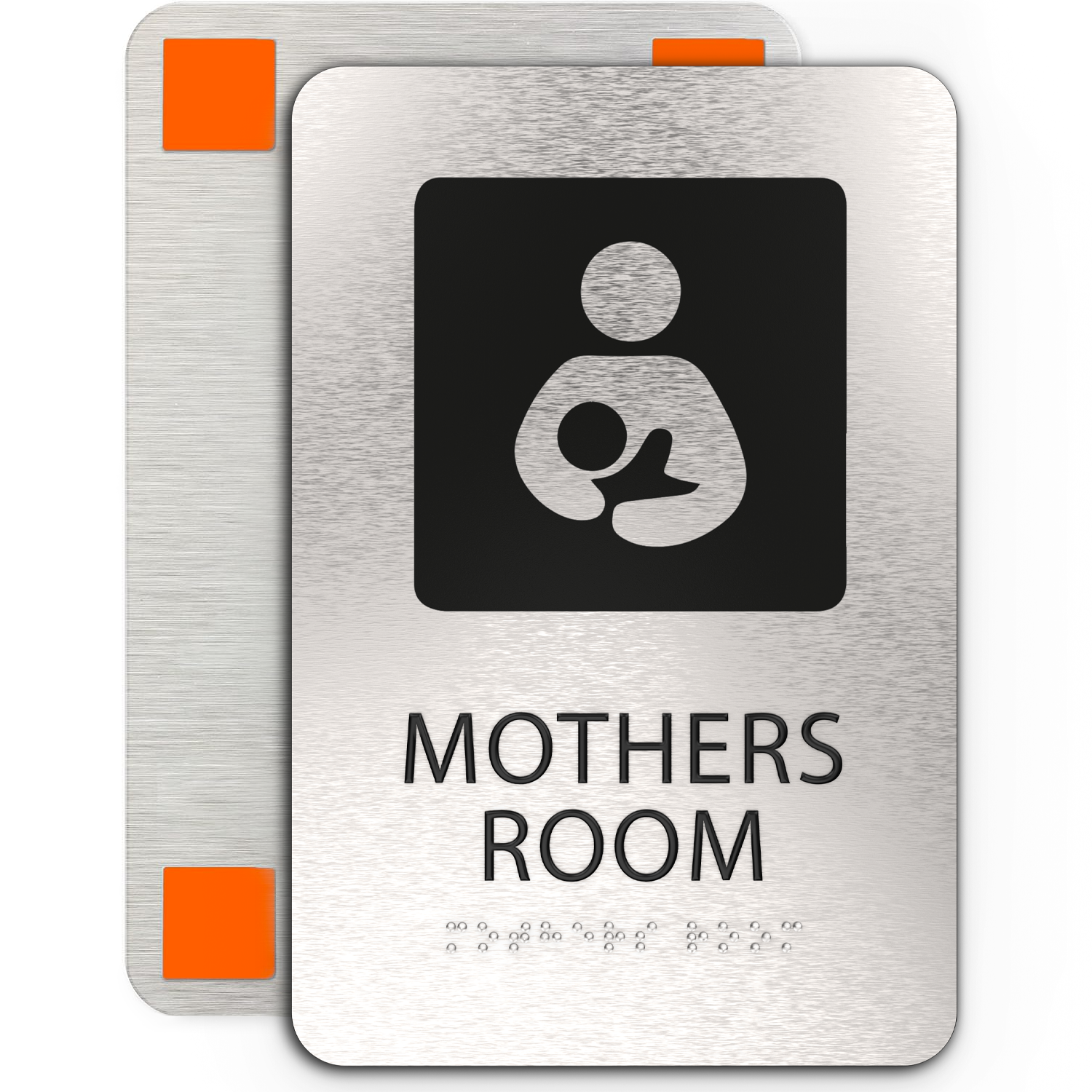 MOTHERS ROOM Lactation Nursing Sign - Brushed Silver Aluminum - ADA Compliant