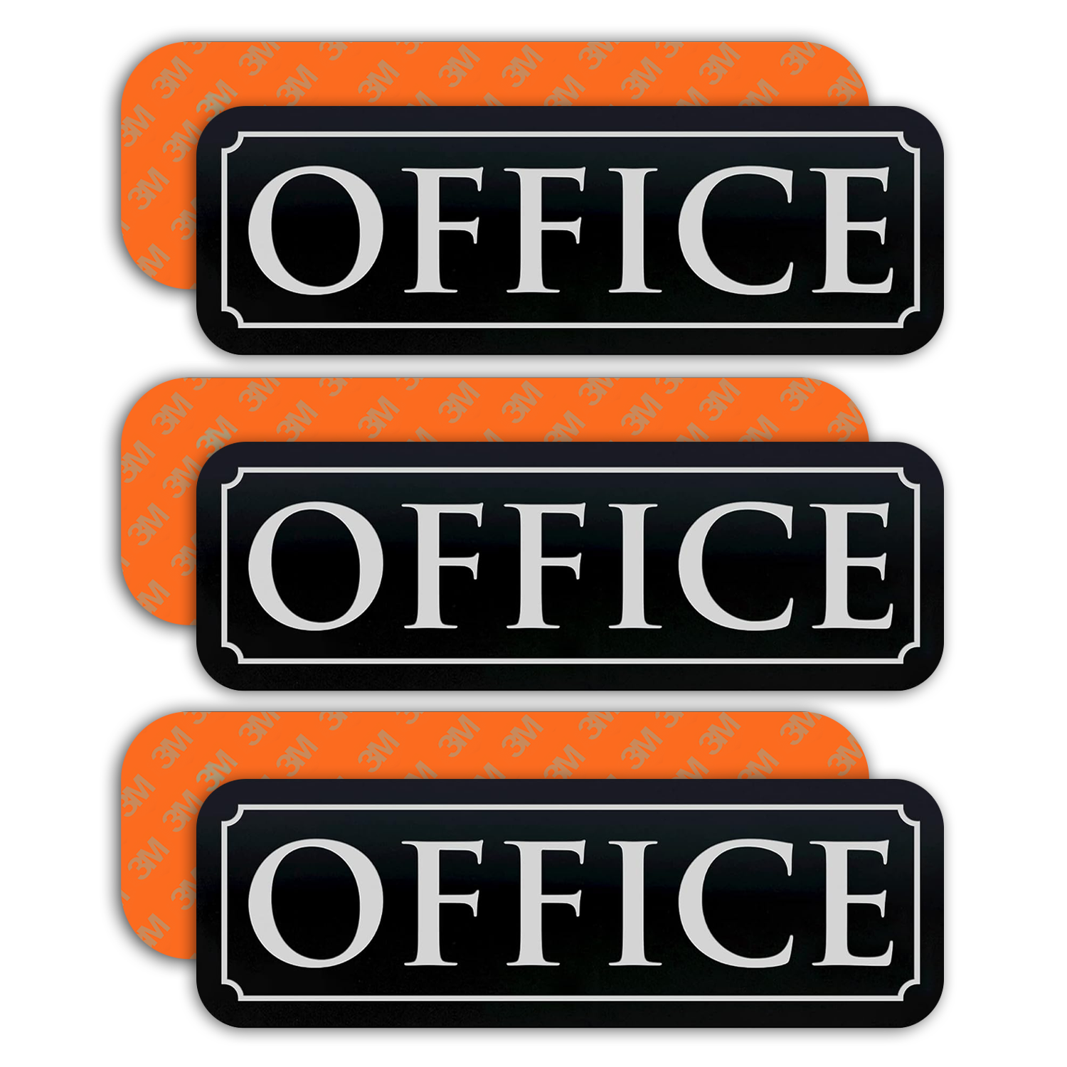 Office Door Sign - Black Acrylic - SET OF 3