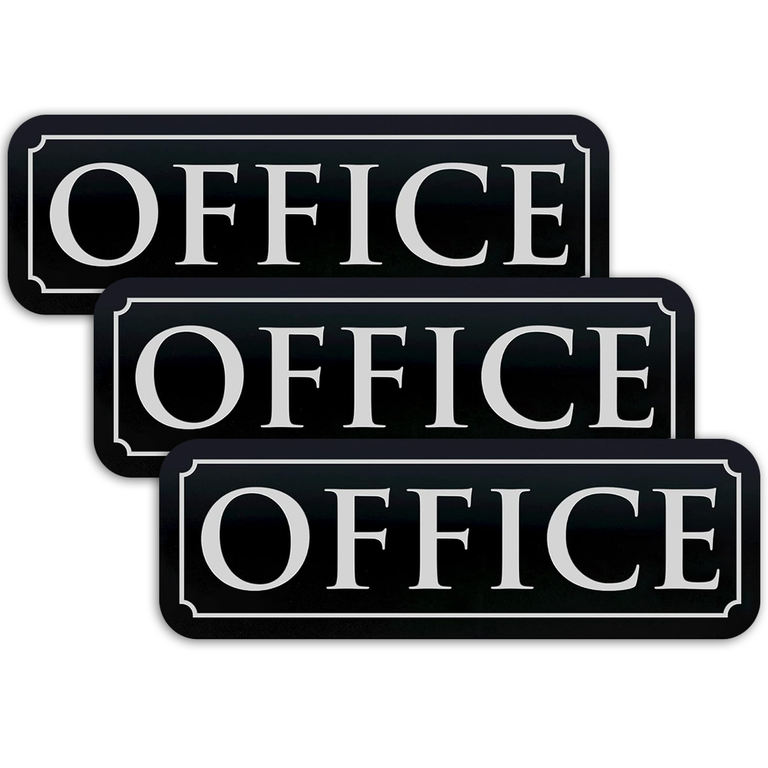 Office Door Sign - Black Acrylic - SET OF 3