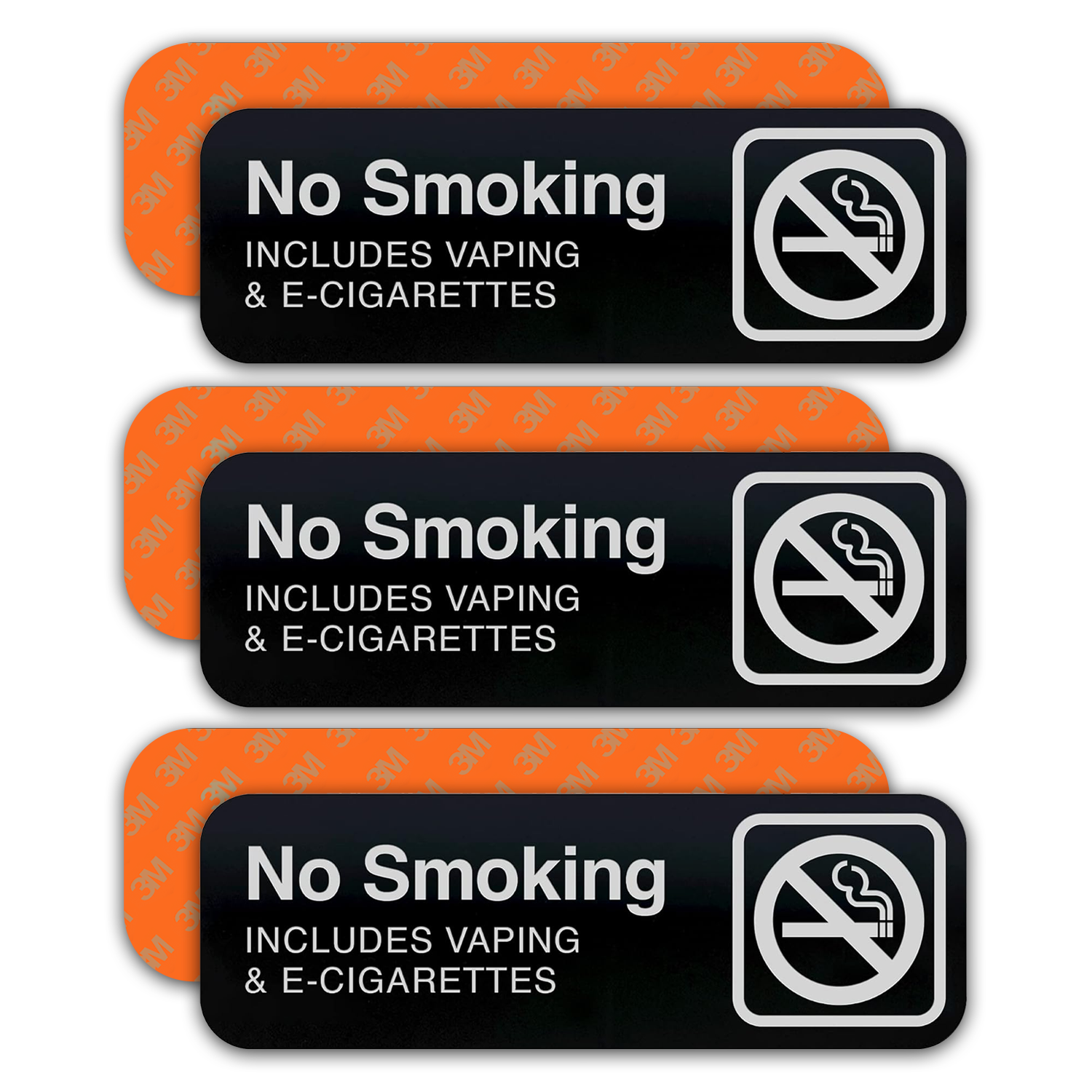 NO SMOKING VAPING & E-CIGARETTES -  Black Acrylic - SET OF 3