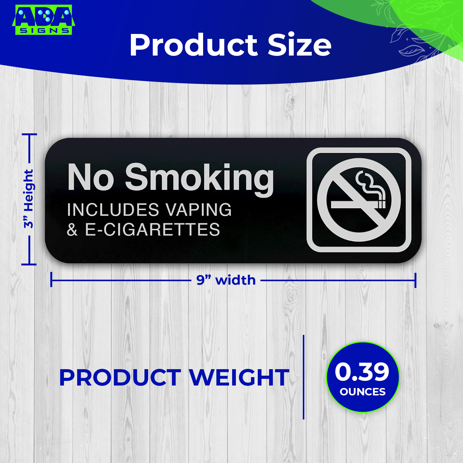 NO SMOKING VAPING & E-CIGARETTES -  Black Acrylic - SET OF 3