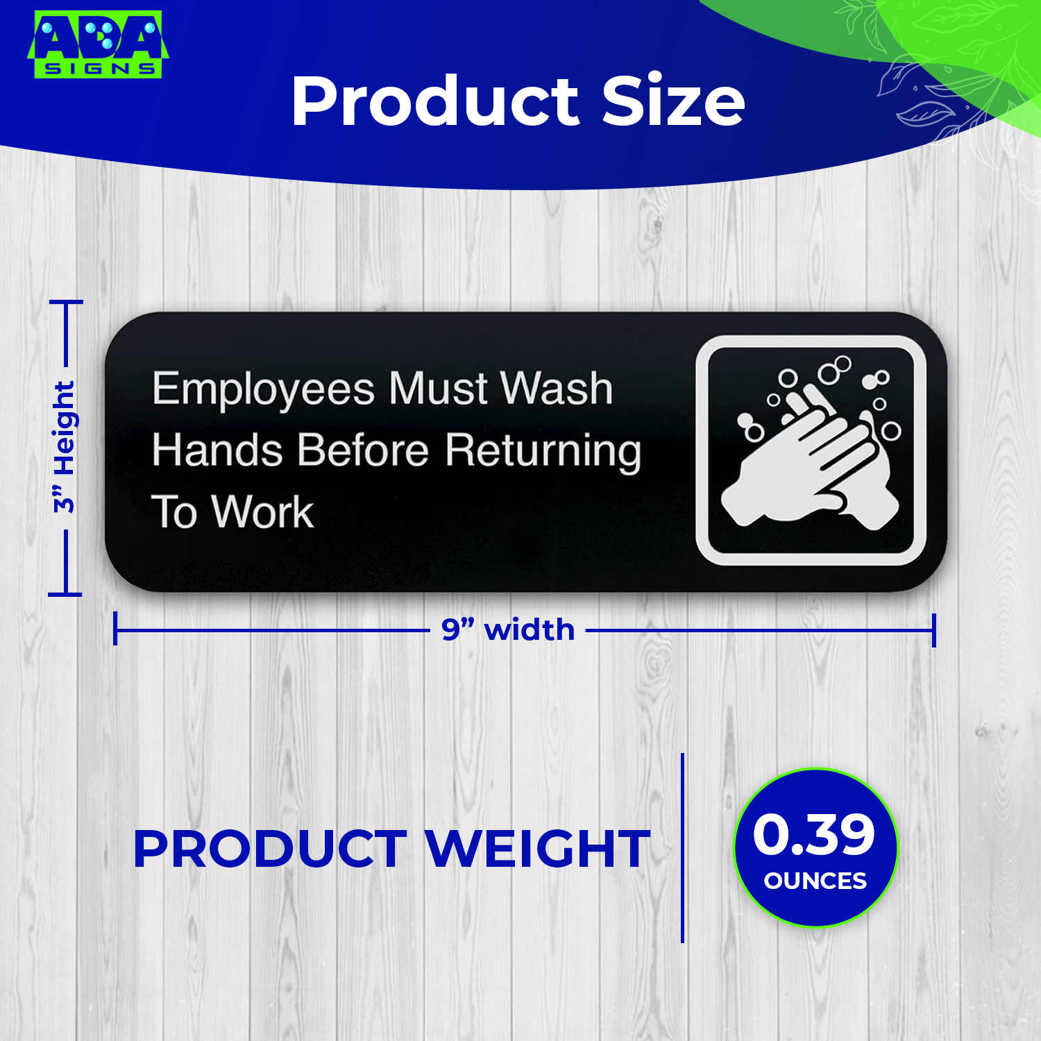 EMPLOYEES MUST WASH HANDS BEFORE RETURNING TO WORK - Black Acrylic - SET OF 3