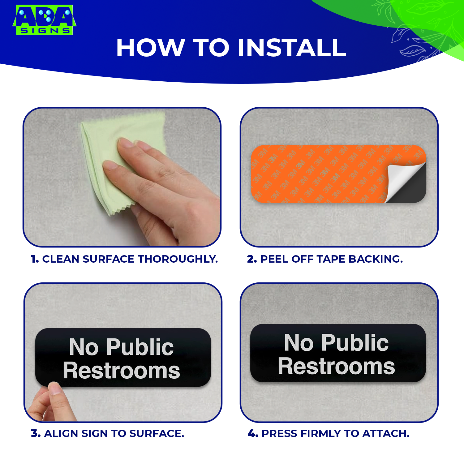 No Public Restrooms Sign - Black Acrylic - SET OF 3