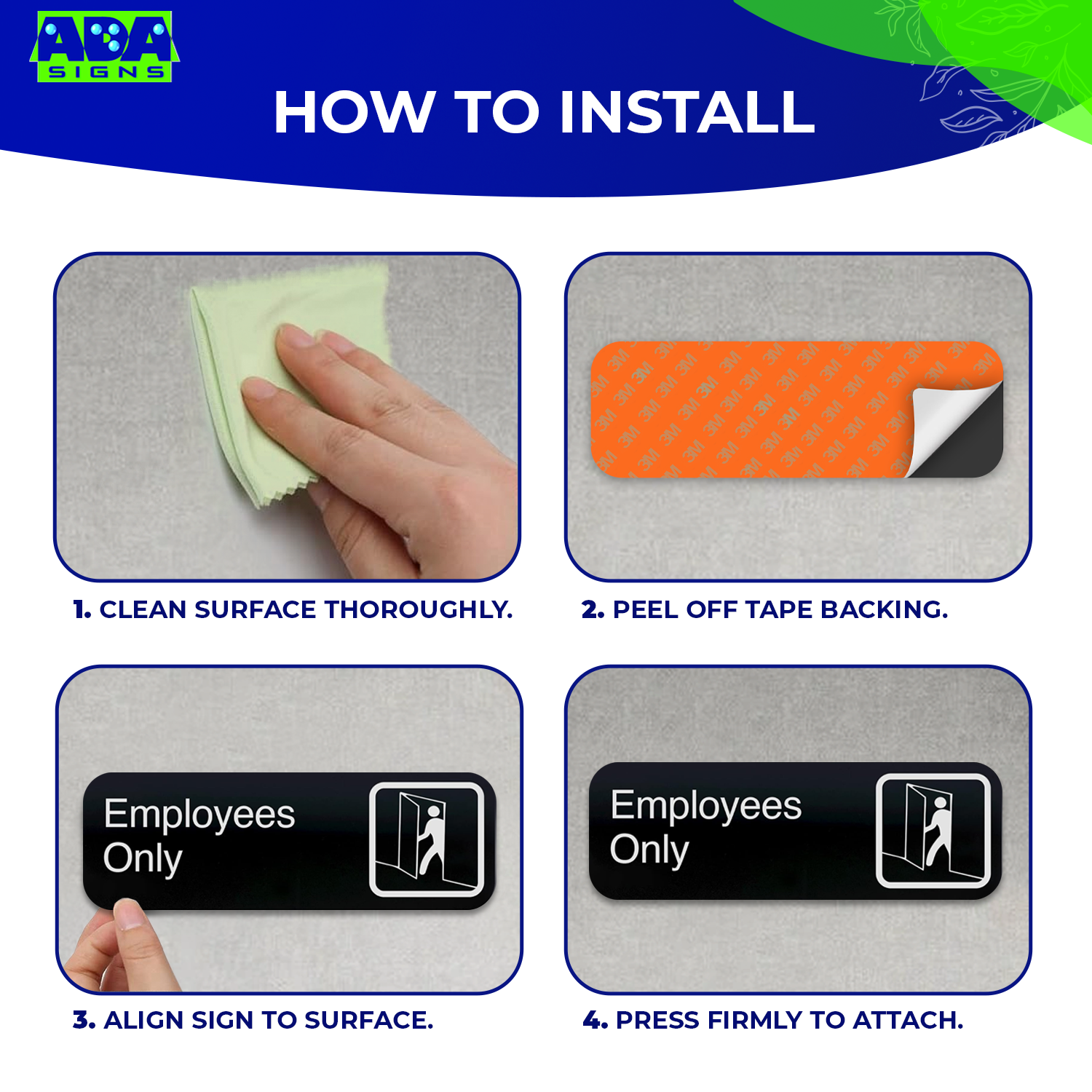 EMPLOYEES ONLY Sign - Black Acrylic - SET OF 3