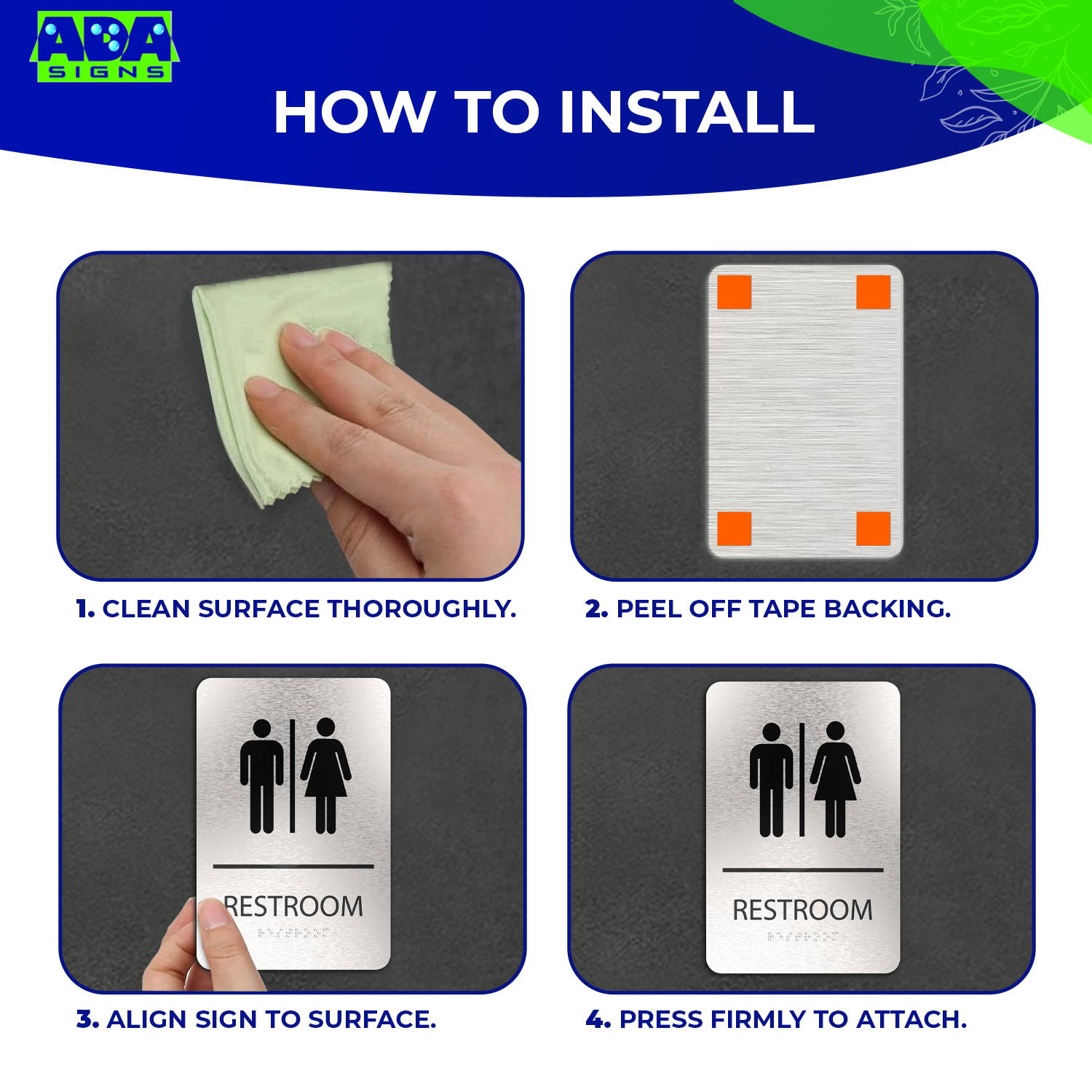 UNISEX Restroom Sign with Man & Woman Symbols, Non Accessible - Brushed Silver Aluminum - ADA Compliant