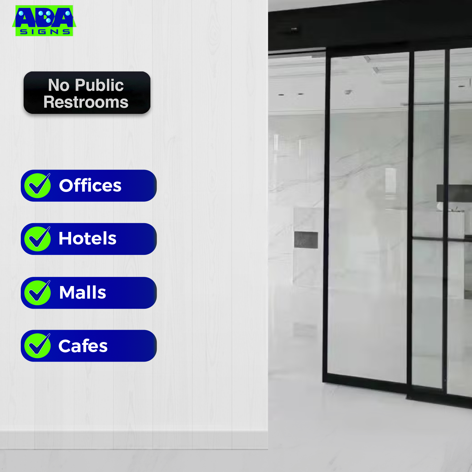 No Public Restrooms Sign - Black Acrylic - SET OF 3