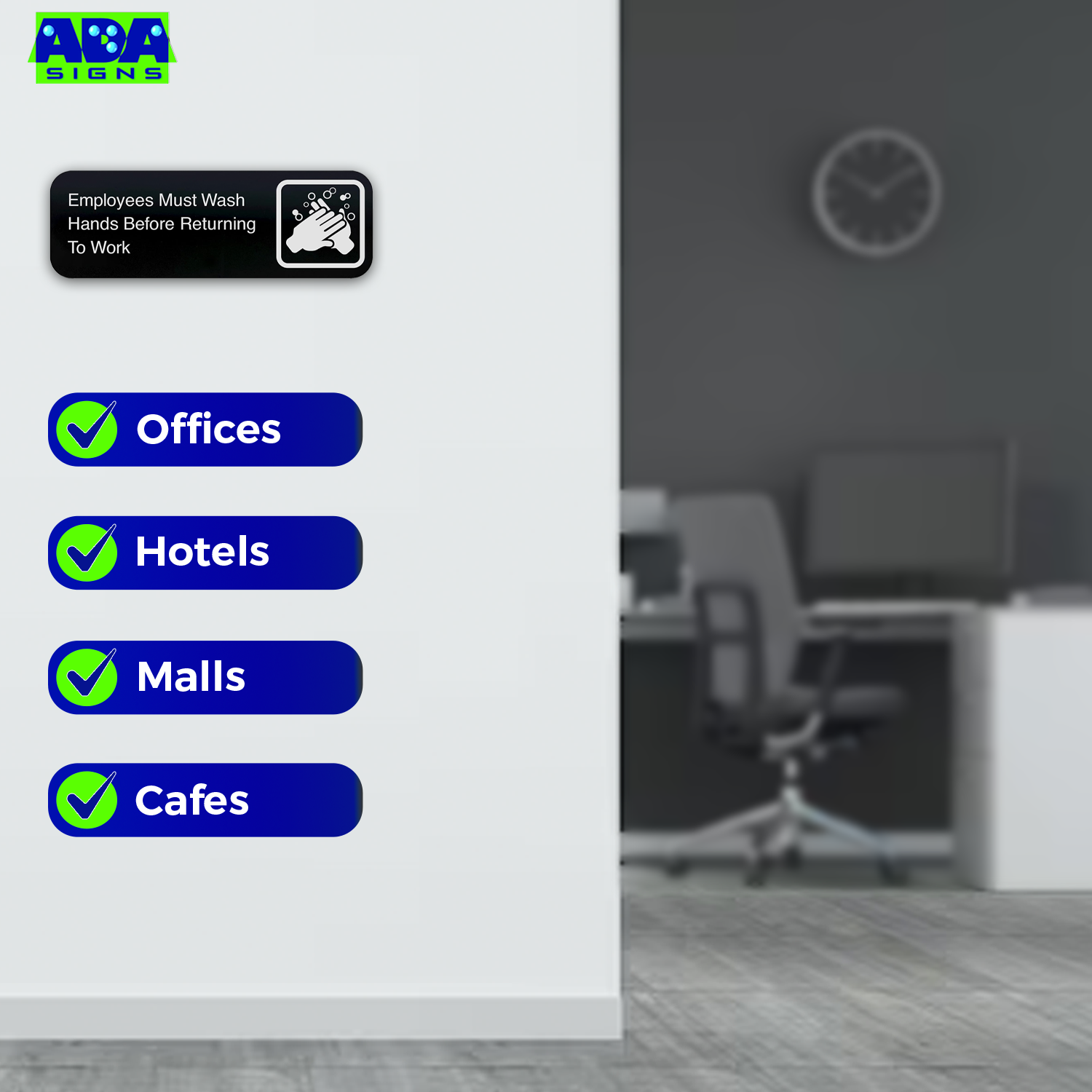 NO SMOKING VAPING & E-CIGARETTES -  Black Acrylic - SET OF 3