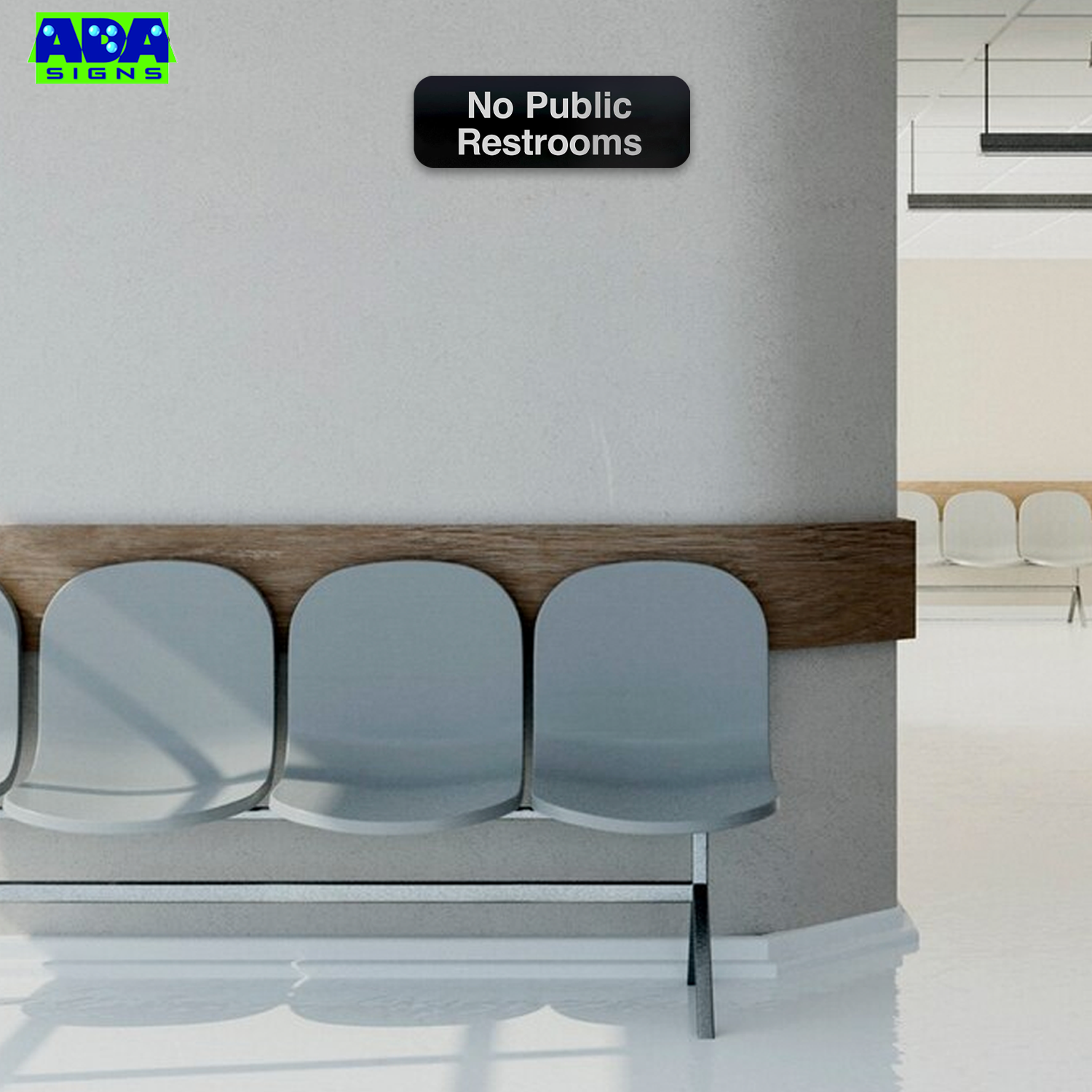 No Public Restrooms Sign - Black Acrylic - SET OF 3