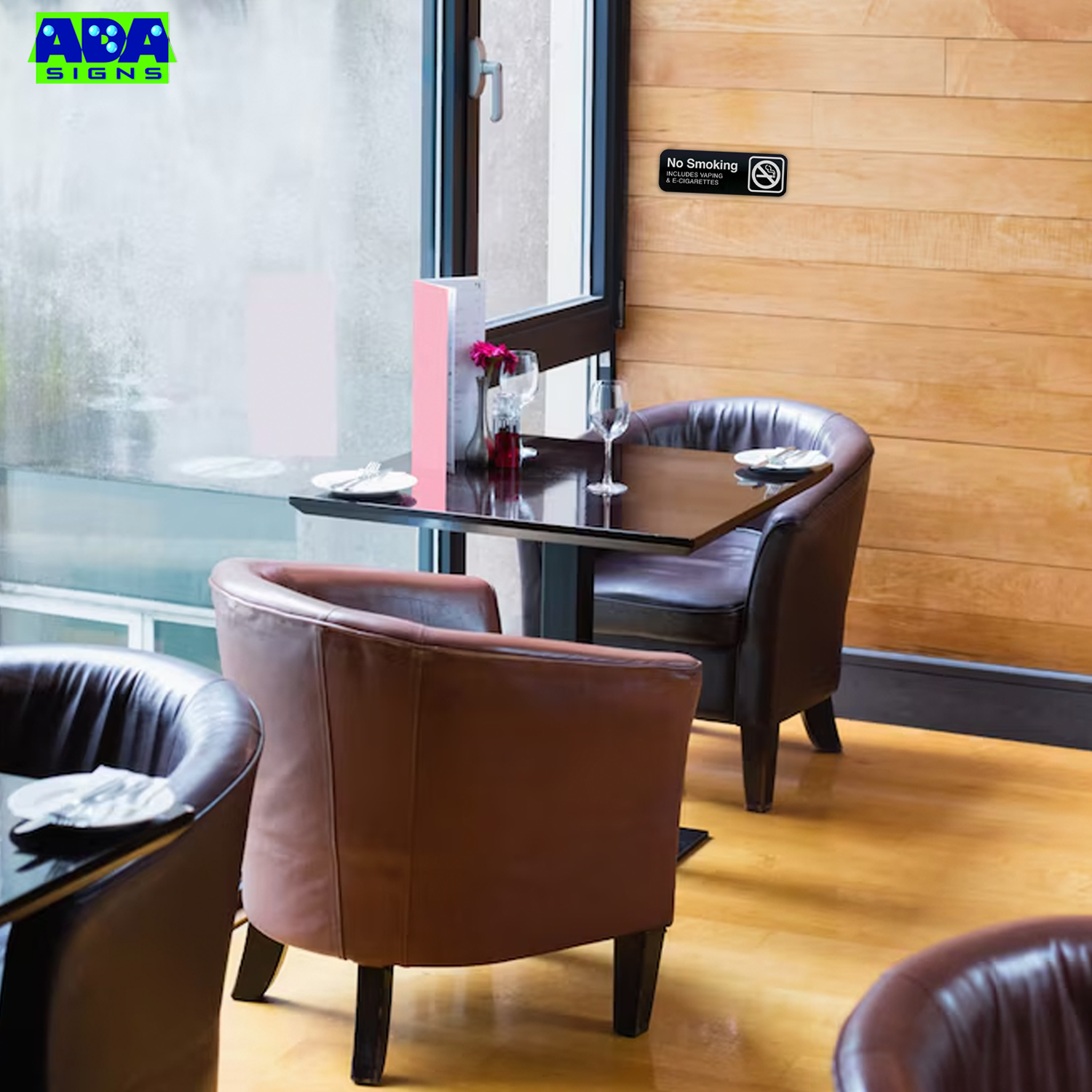 NO SMOKING VAPING & E-CIGARETTES -  Black Acrylic - SET OF 3