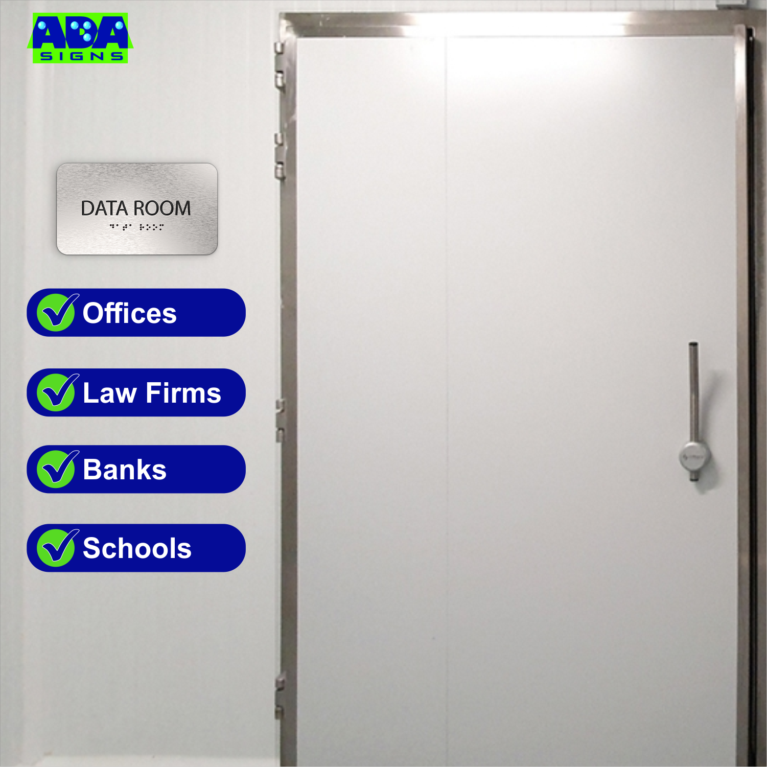 DATA ROOM Sign - Brushed Silver Aluminum - ADA Compliant