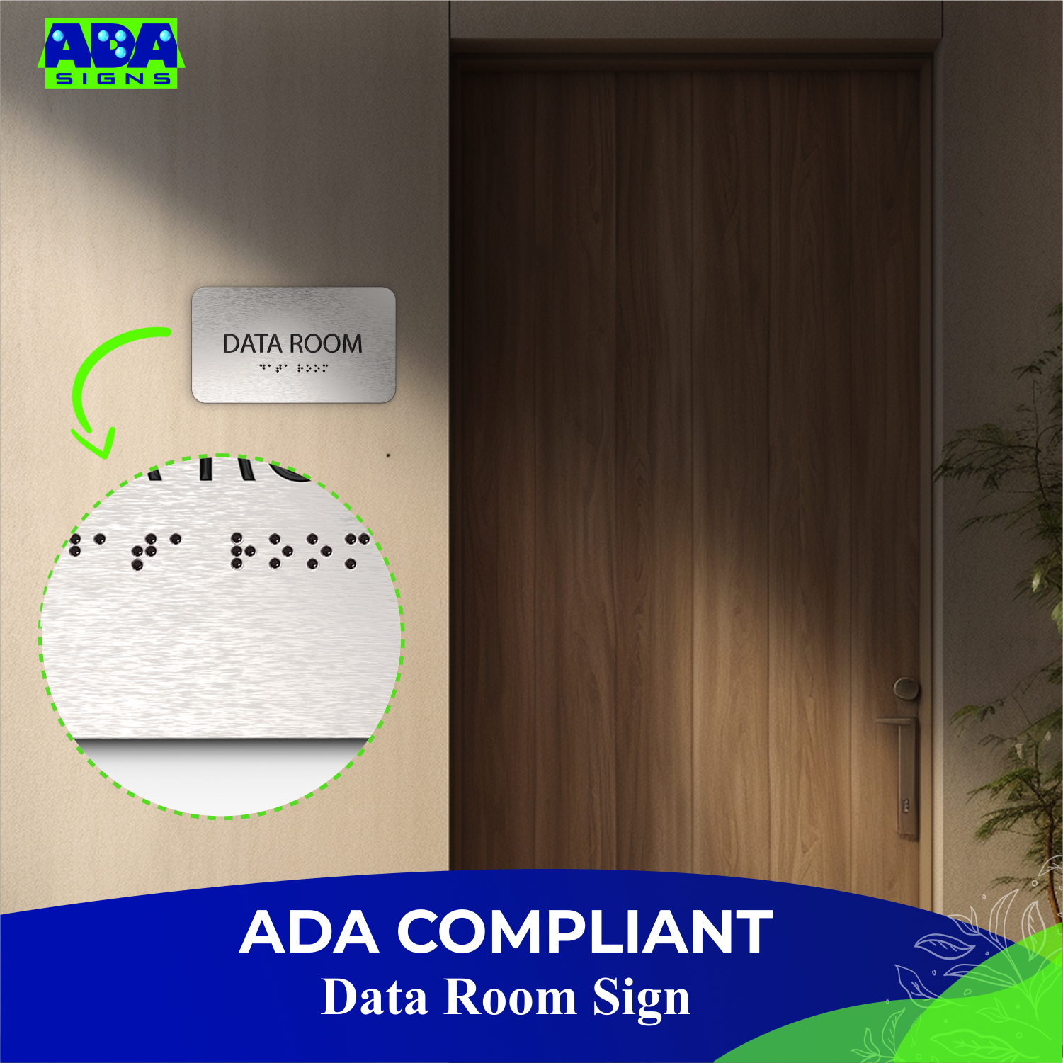 DATA ROOM Sign - Brushed Silver Aluminum - ADA Compliant