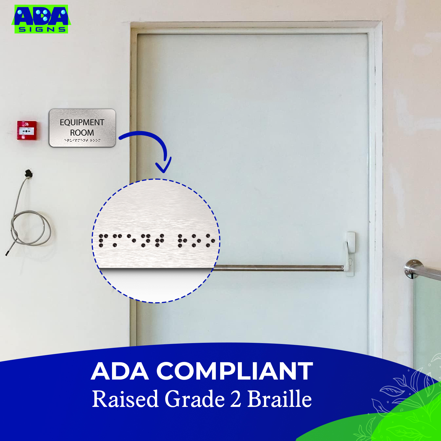 EQUIPMENT ROOM Sign - Brushed Silver Aluminum - ADA Compliant