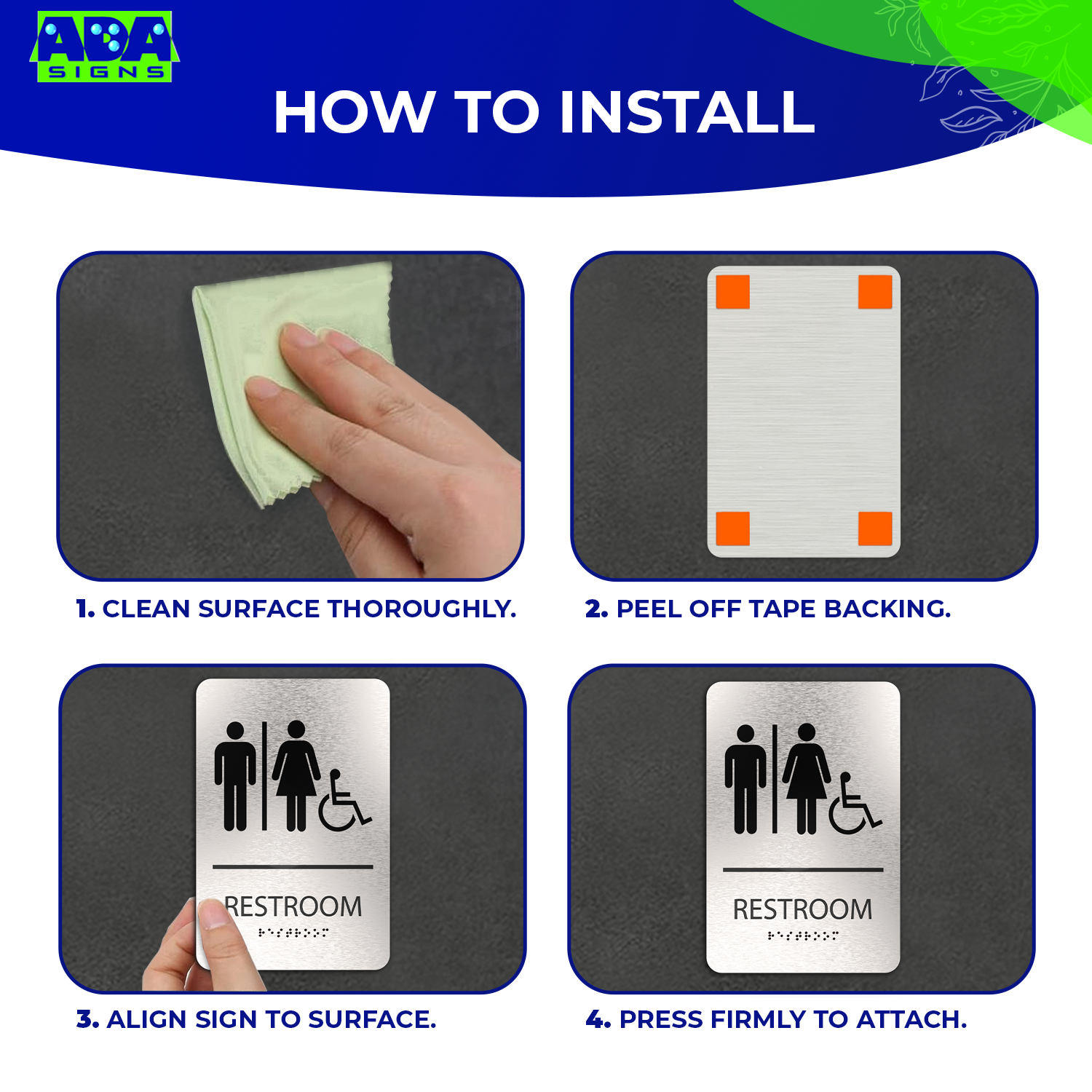 UNISEX Bathroom Sign with Man, Woman, Wheelchair Symbols - Brushed Silver Aluminum - ADA Compliant