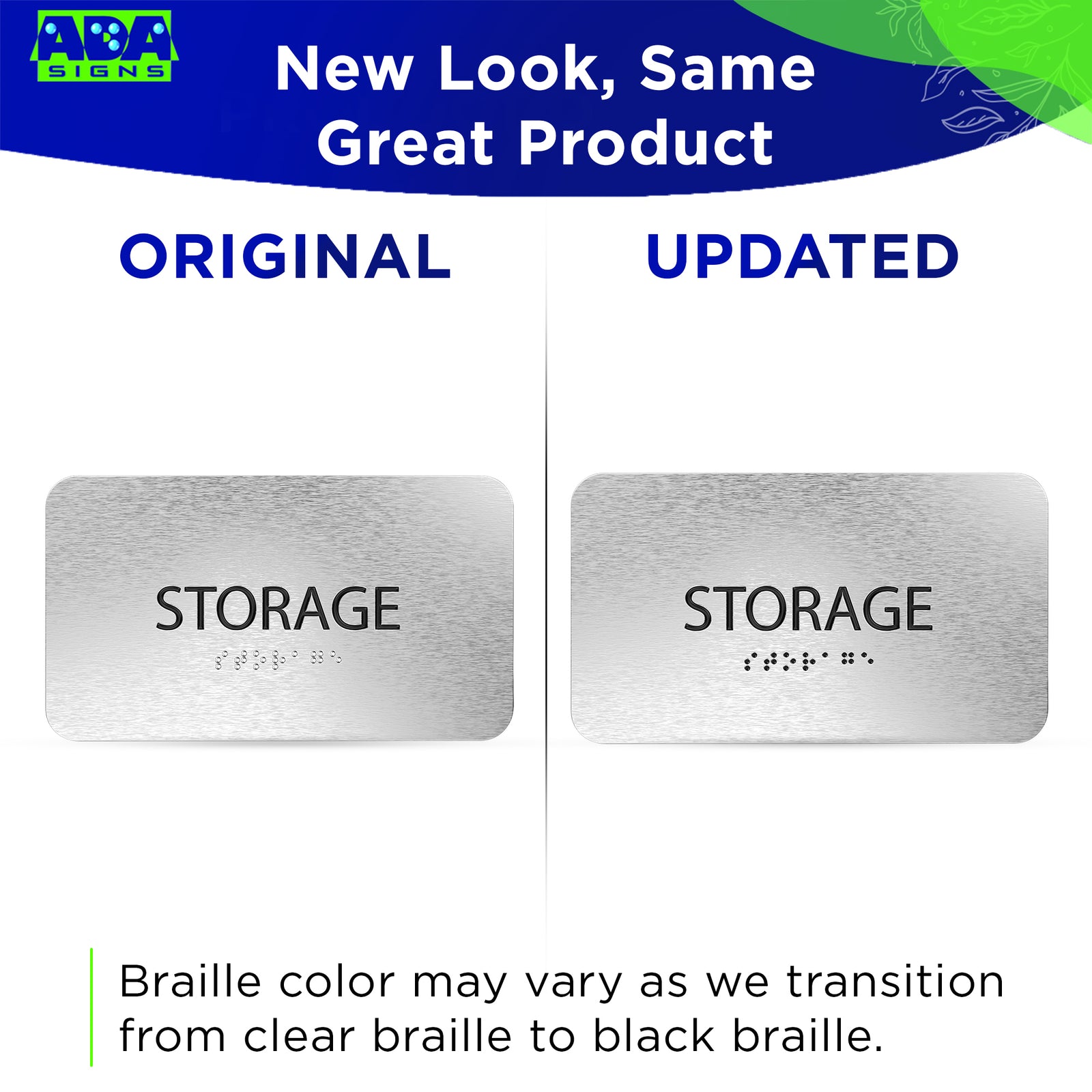 STORAGE Sign - Brushed Silver Aluminum - ADA Compliant