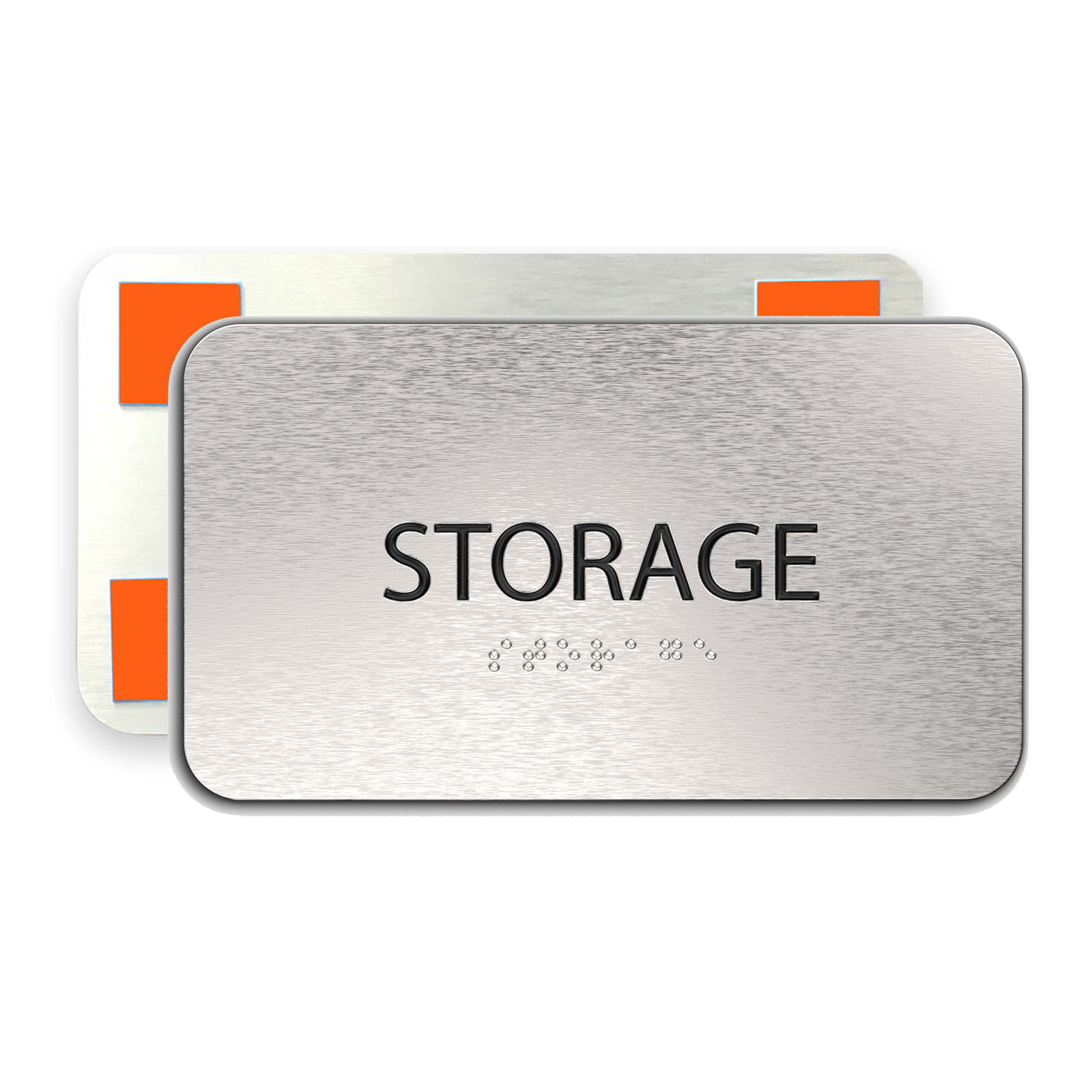 STORAGE Sign - Brushed Silver Aluminum - ADA Compliant