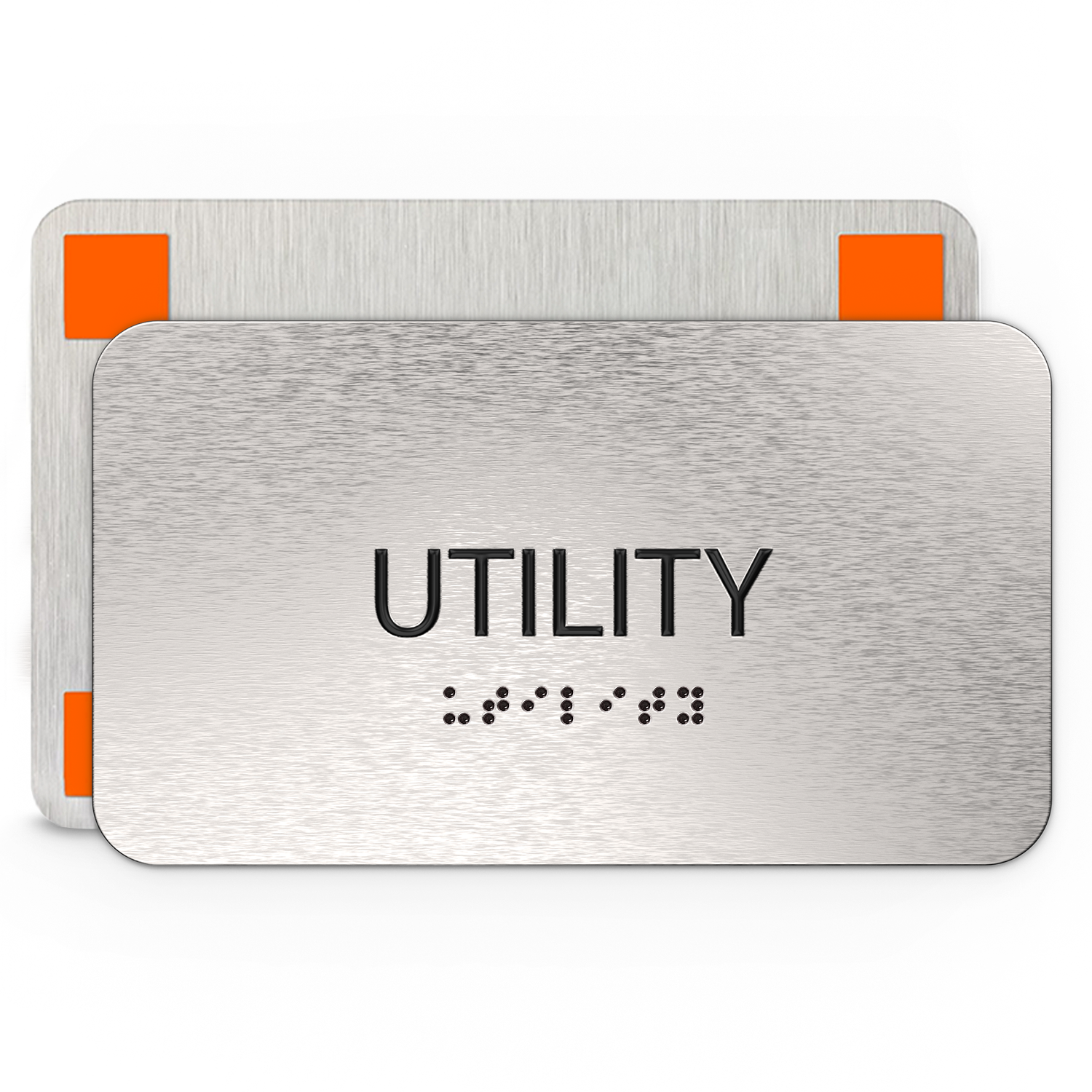 UTILITY CLOSET Sign, - Brushed Silver Aluminum - ADA Compliant