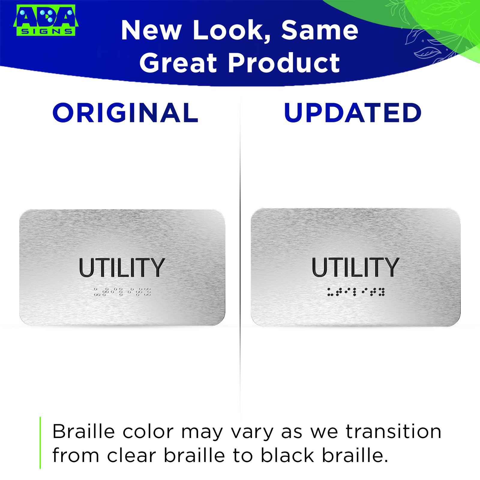 UTILITY CLOSET Sign, - Brushed Silver Aluminum - ADA Compliant