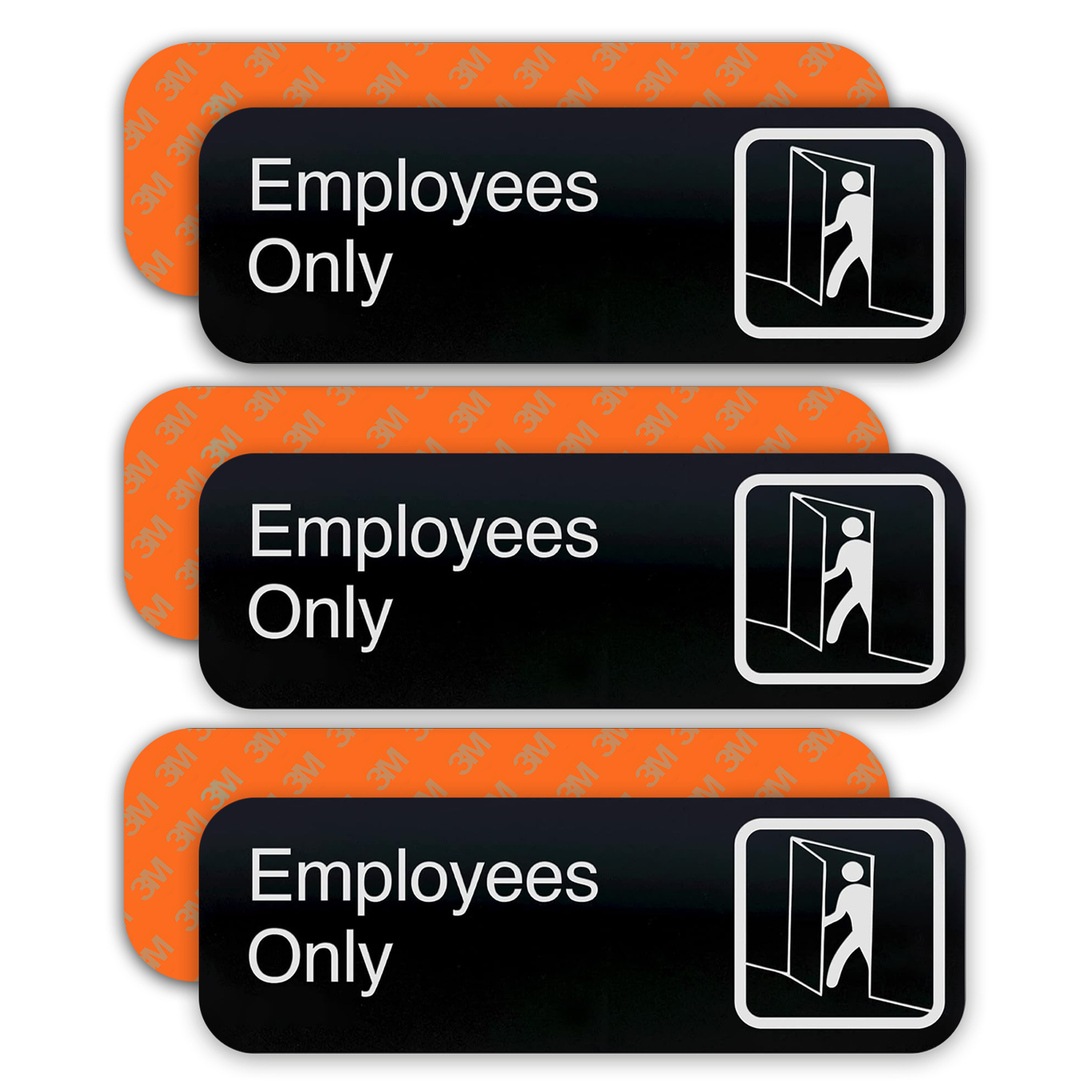 EMPLOYEES ONLY Sign - Black Acrylic - SET OF 3