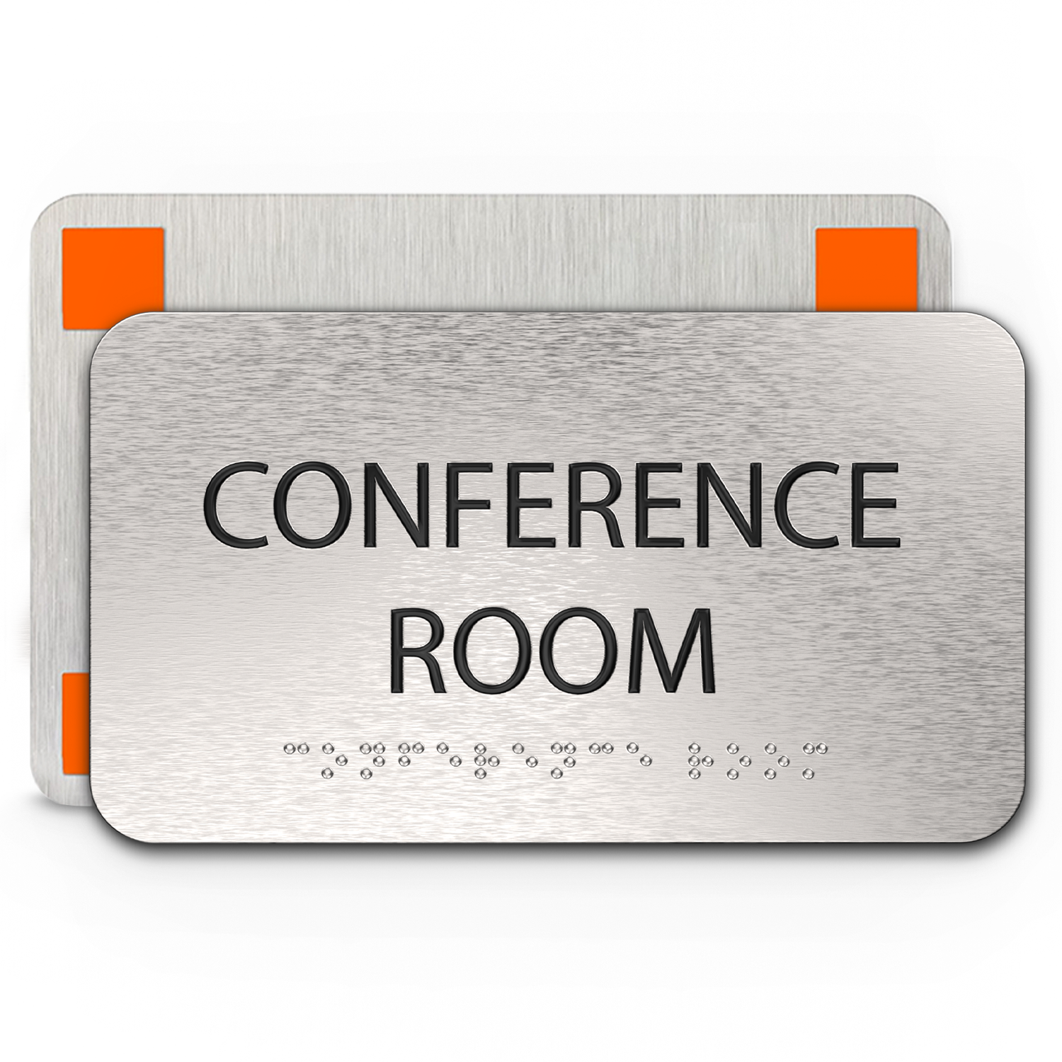CONFERENCE ROOM Sign - Brushed Silver Aluminum - ADA Compliant
