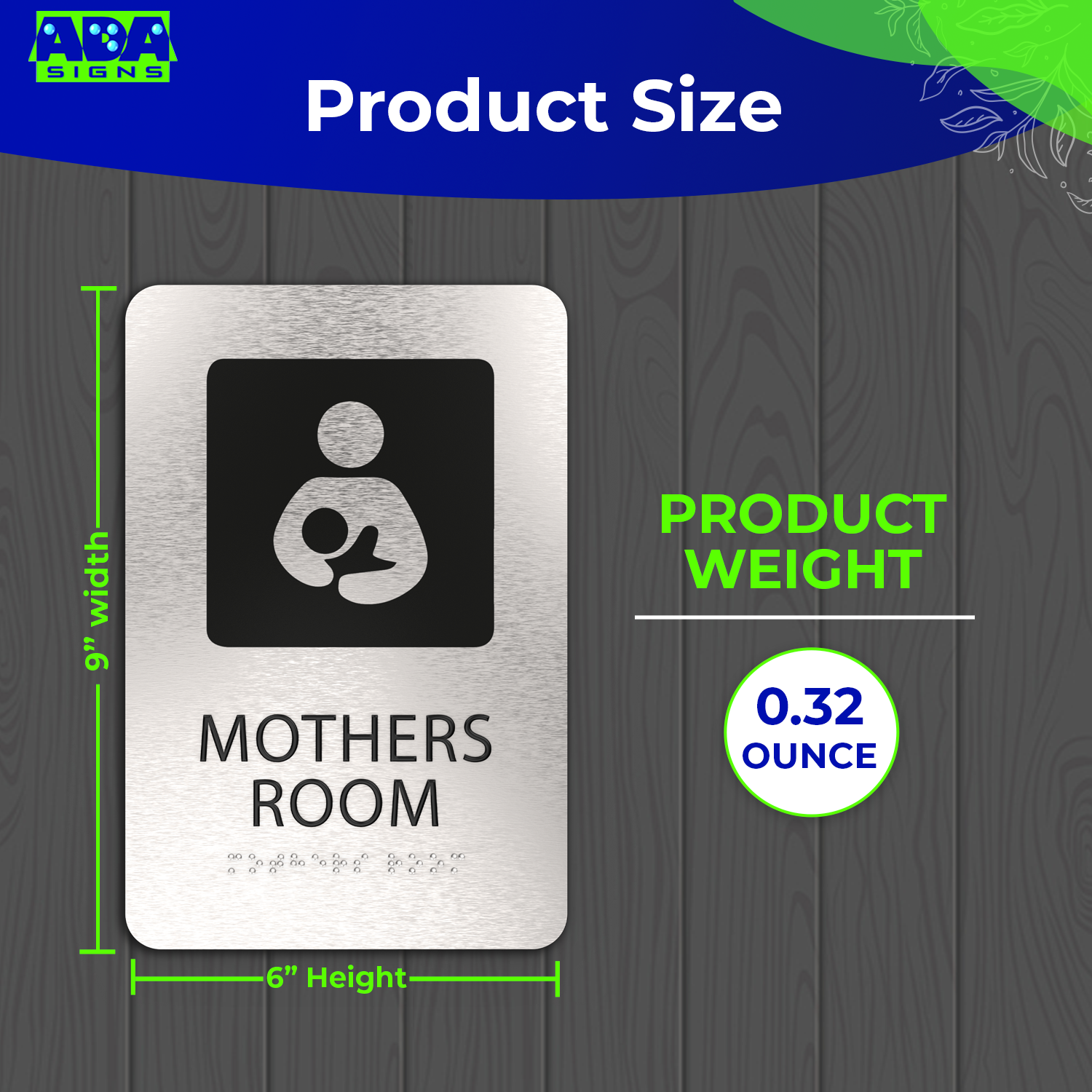 MOTHERS ROOM Lactation Nursing Sign - Brushed Silver Aluminum - ADA Compliant