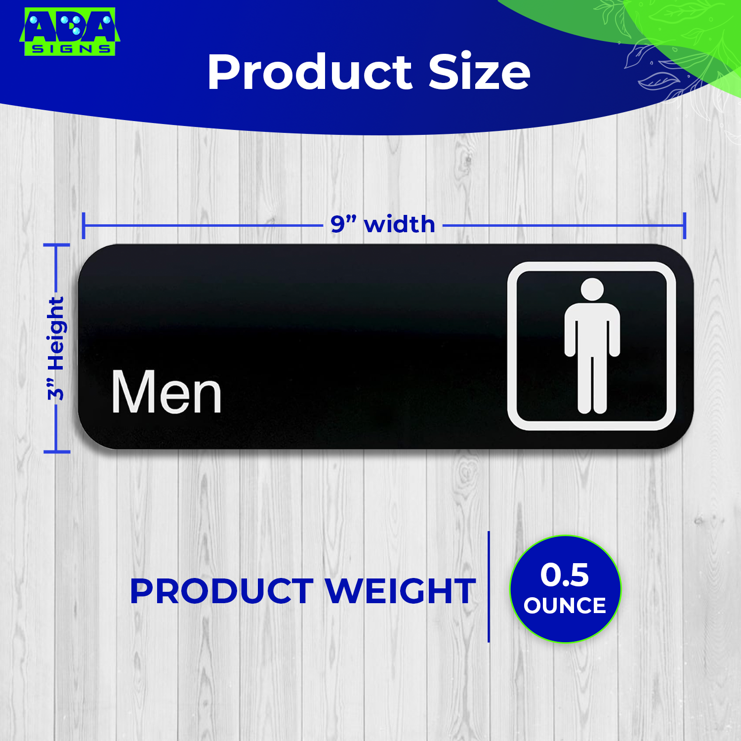 MEN Restroom Sign -  Black Acrylic