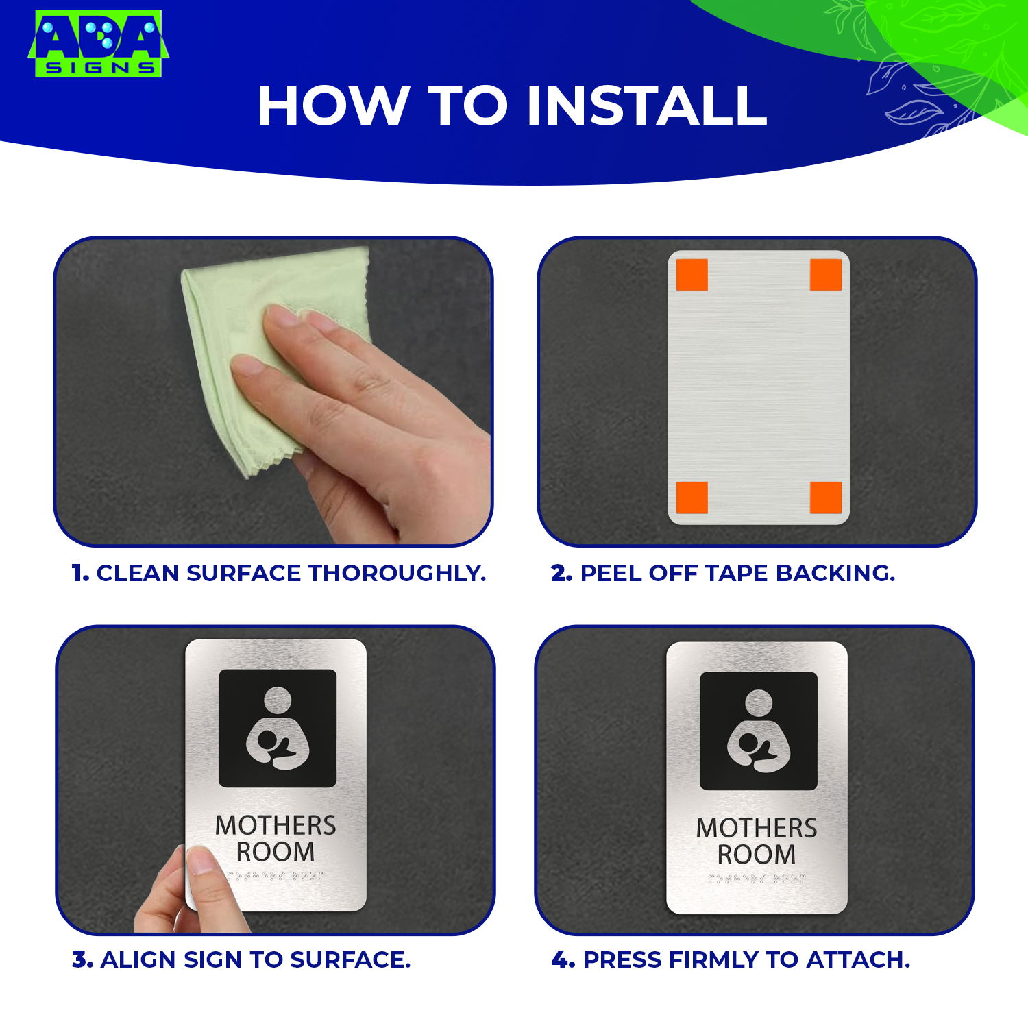 MOTHERS ROOM Lactation Nursing Sign - Brushed Silver Aluminum - ADA Compliant