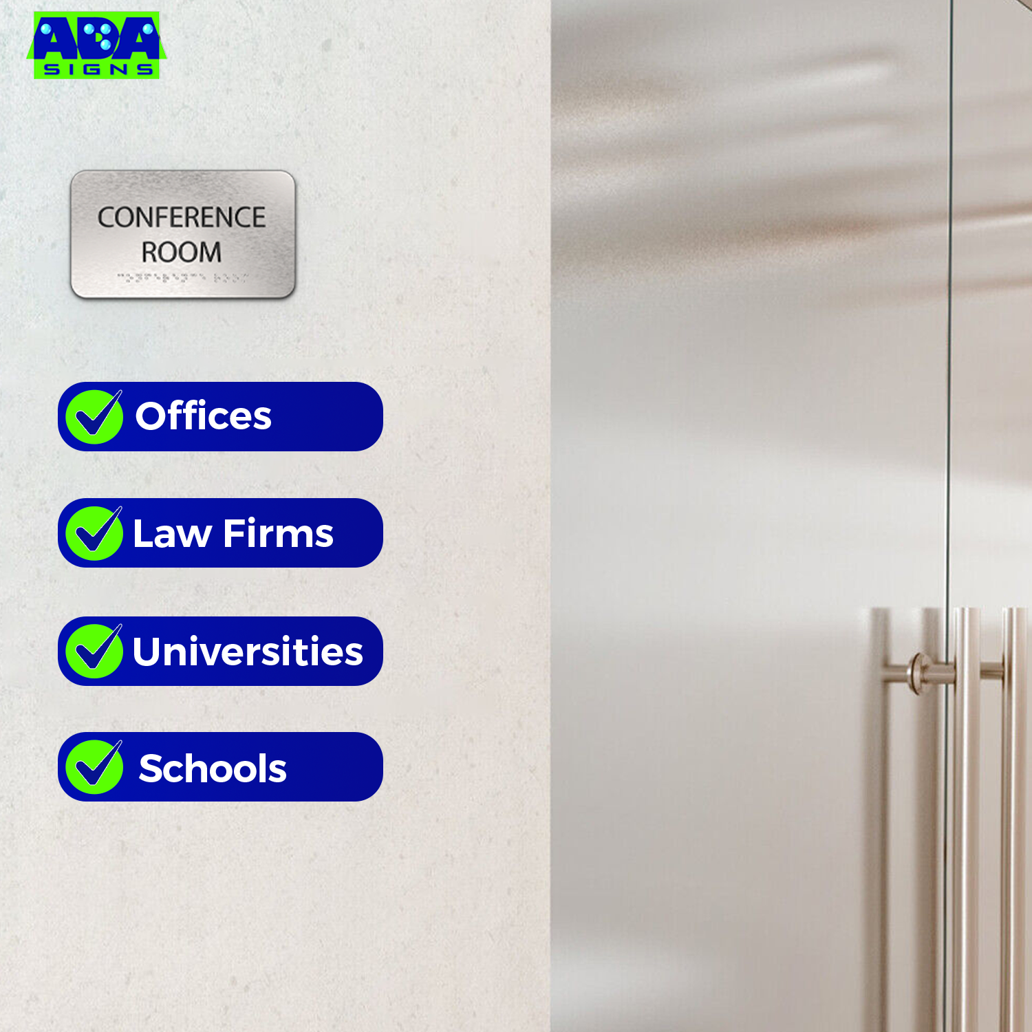 CONFERENCE ROOM Sign - Brushed Silver Aluminum - ADA Compliant