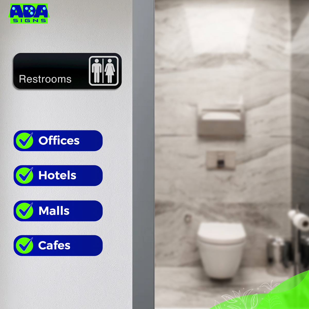 MEN AND WOMEN Restroom Signs - Black Acrylic