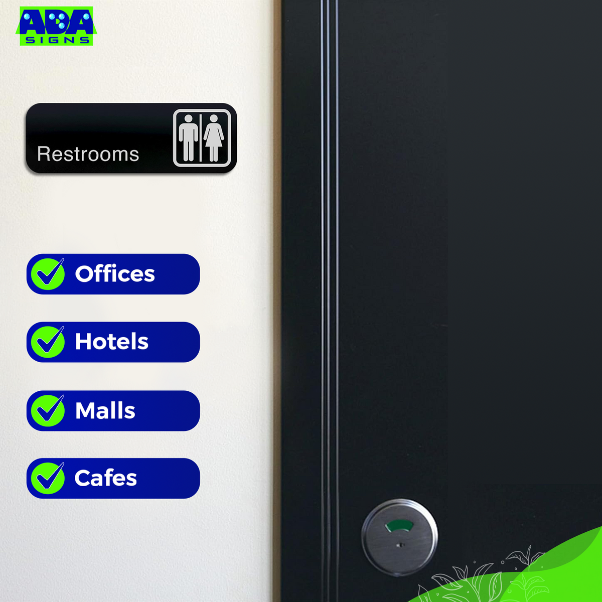 MEN AND WOMEN Restroom Signs - Black Acrylic