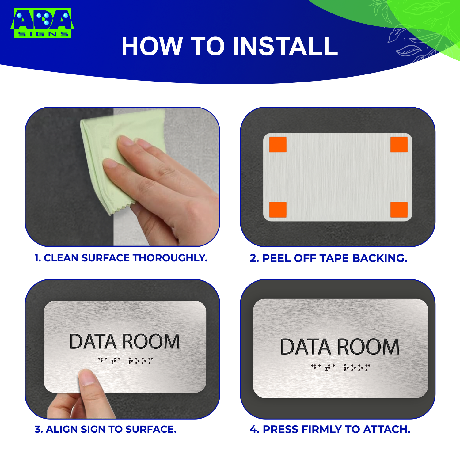 DATA ROOM Sign - Brushed Silver Aluminum - ADA Compliant