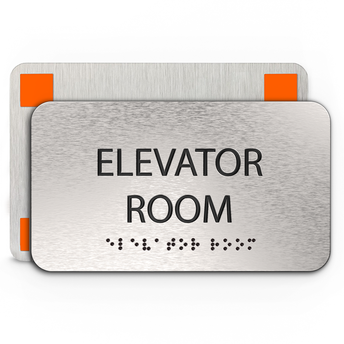 ELEVATOR ROOM Sign - Brushed Silver Aluminum - ADA Compliant
