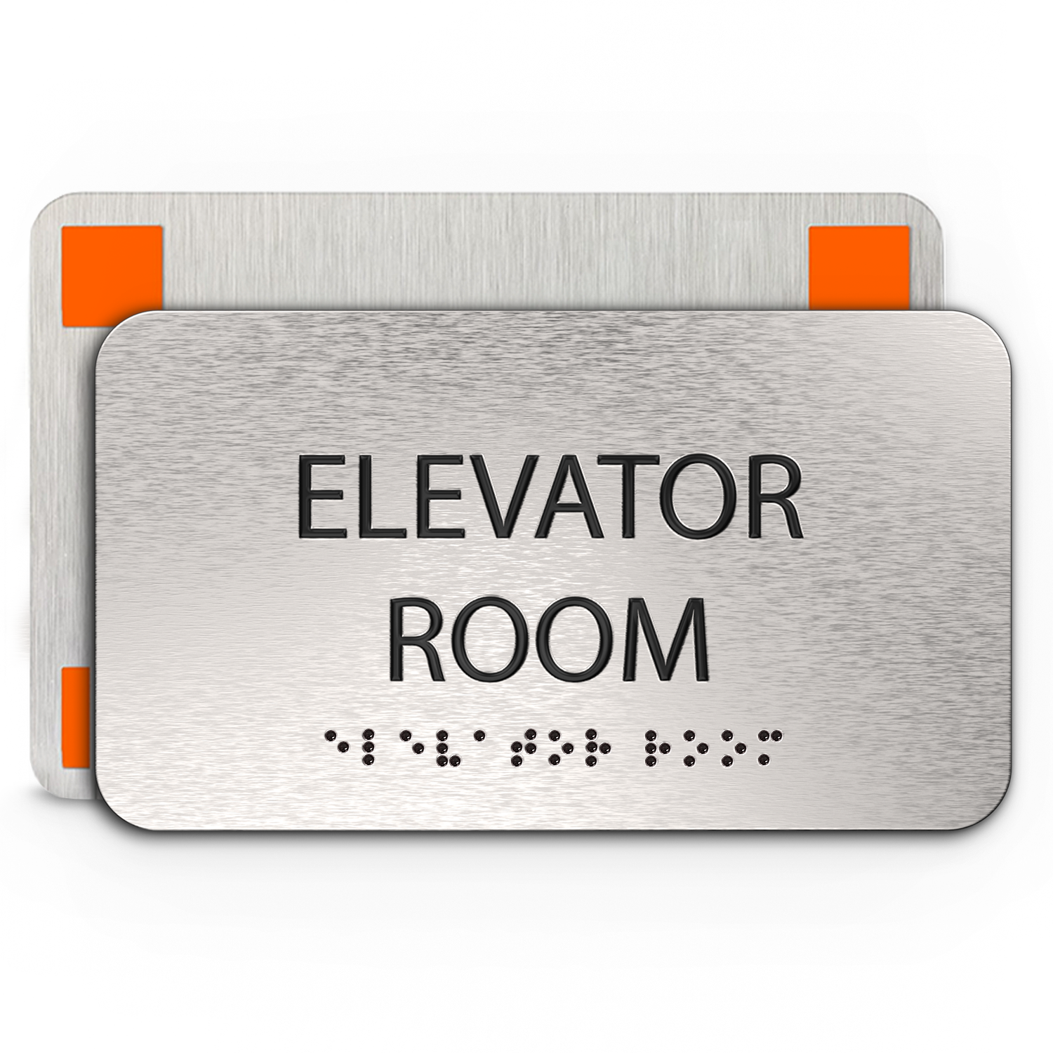 ELEVATOR ROOM Sign - Brushed Silver Aluminum - ADA Compliant