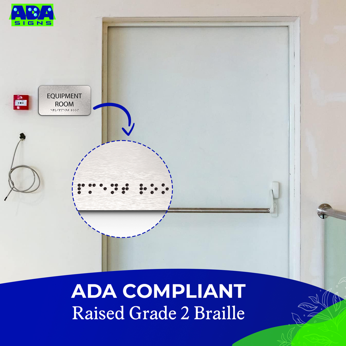 EQUIPMENT ROOM Sign - Brushed Silver Aluminum - ADA Compliant