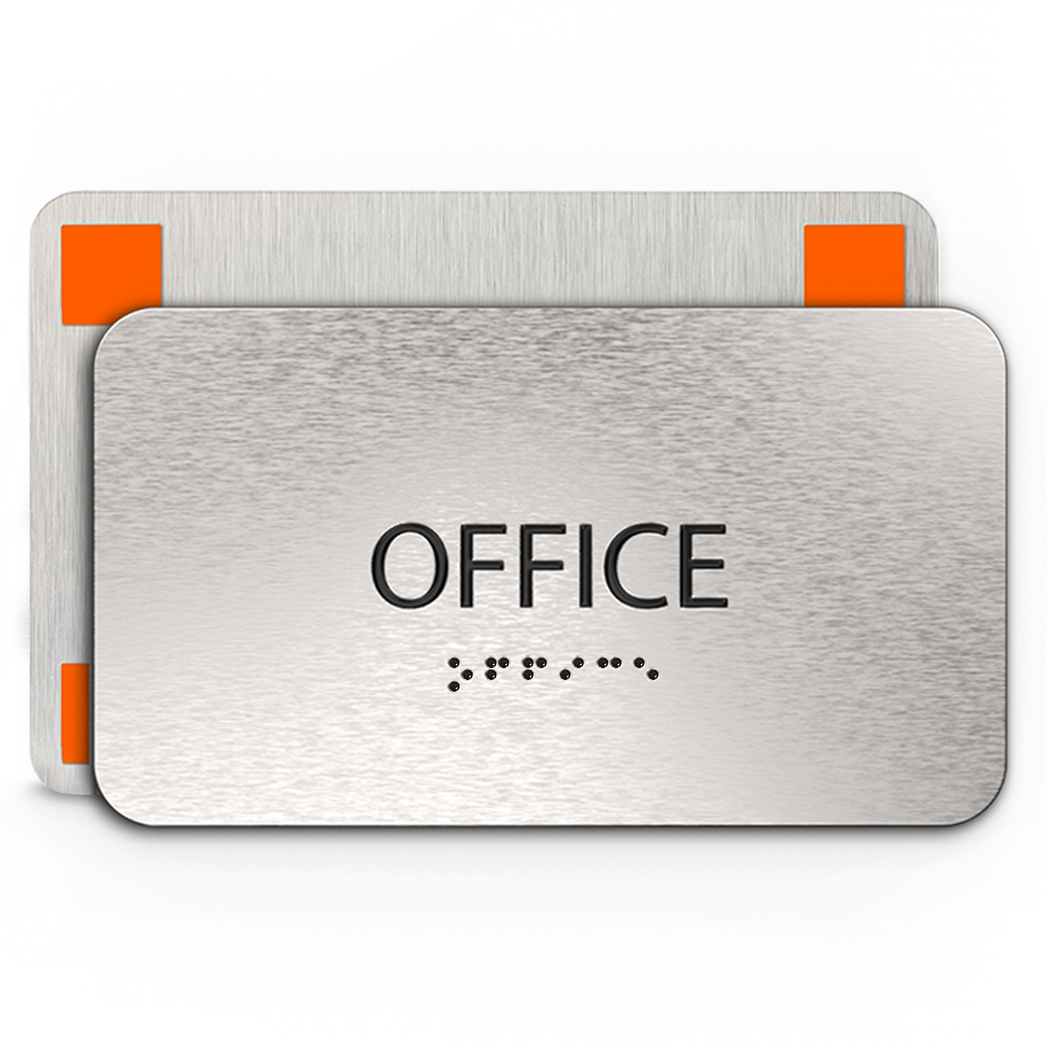 OFFICE Sign for Door - Brushed Silver Aluminum - ADA Compliant