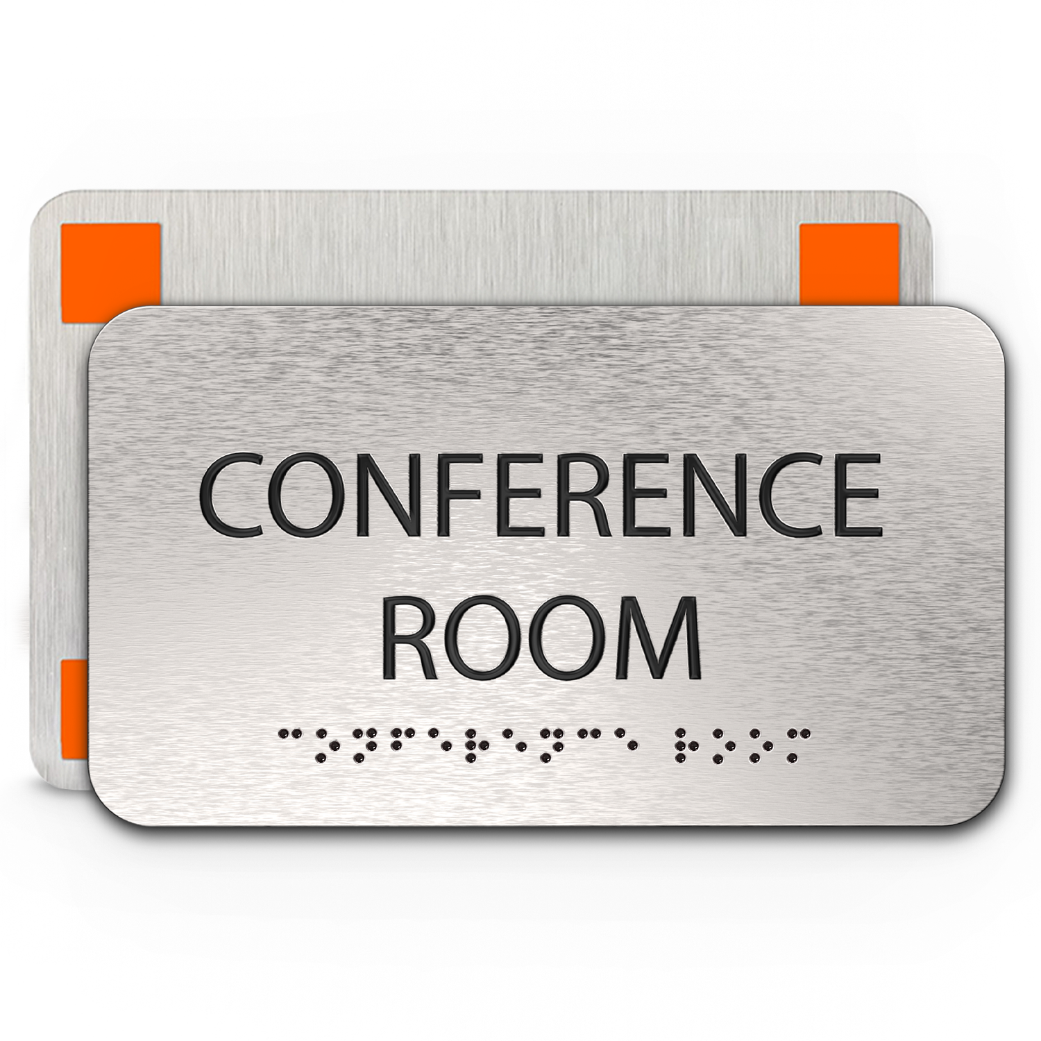 CONFERENCE ROOM Sign - Brushed Silver Aluminum - ADA Compliant