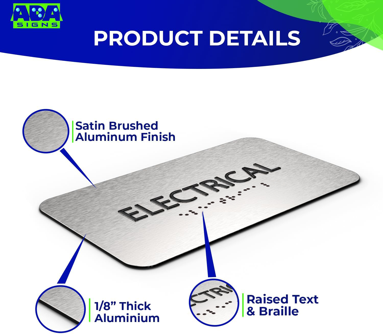 ELECTRICAL Room Sign - Brushed Silver Aluminum - ADA Compliant