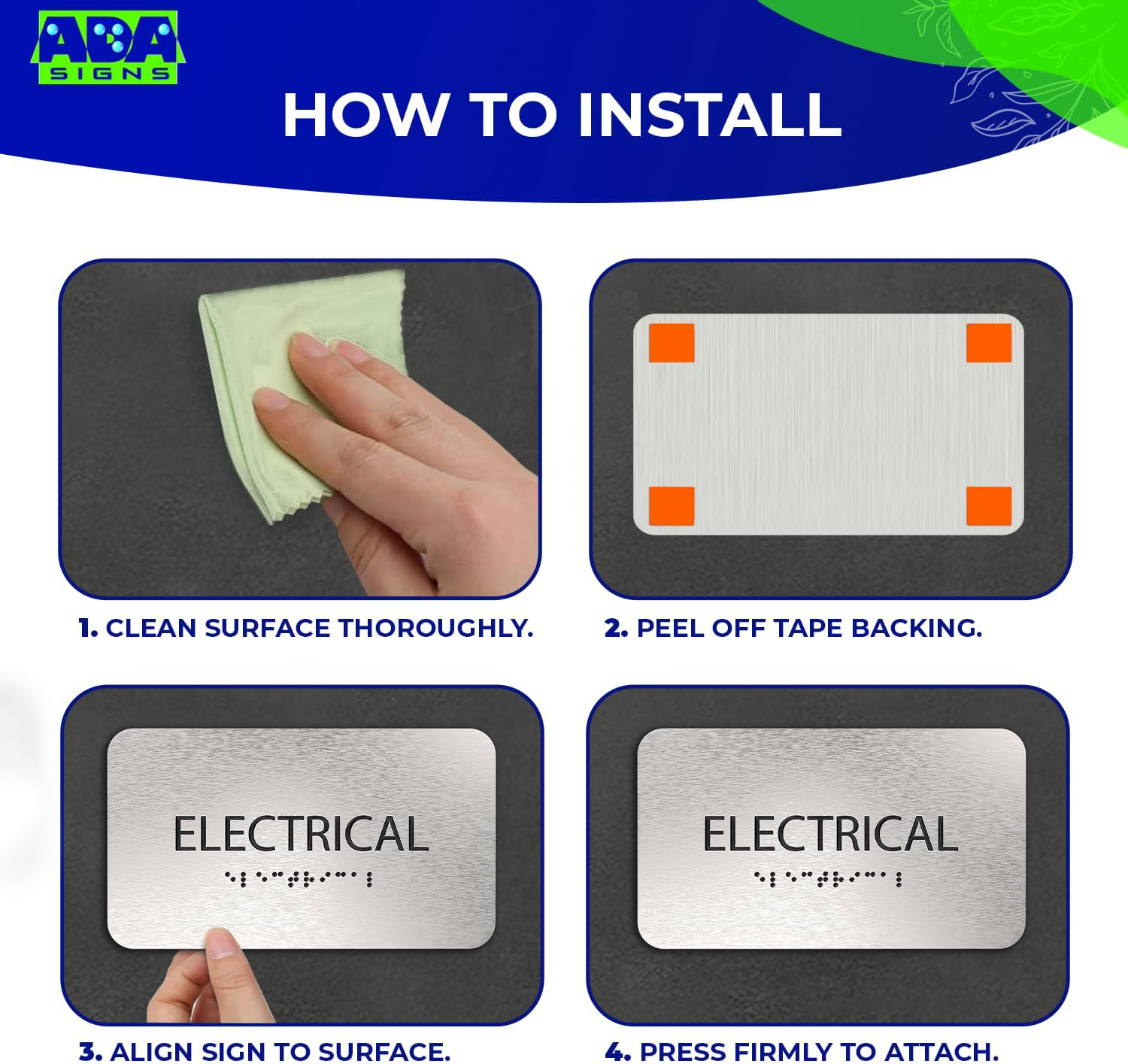 ELECTRICAL Room Sign - Brushed Silver Aluminum - ADA Compliant
