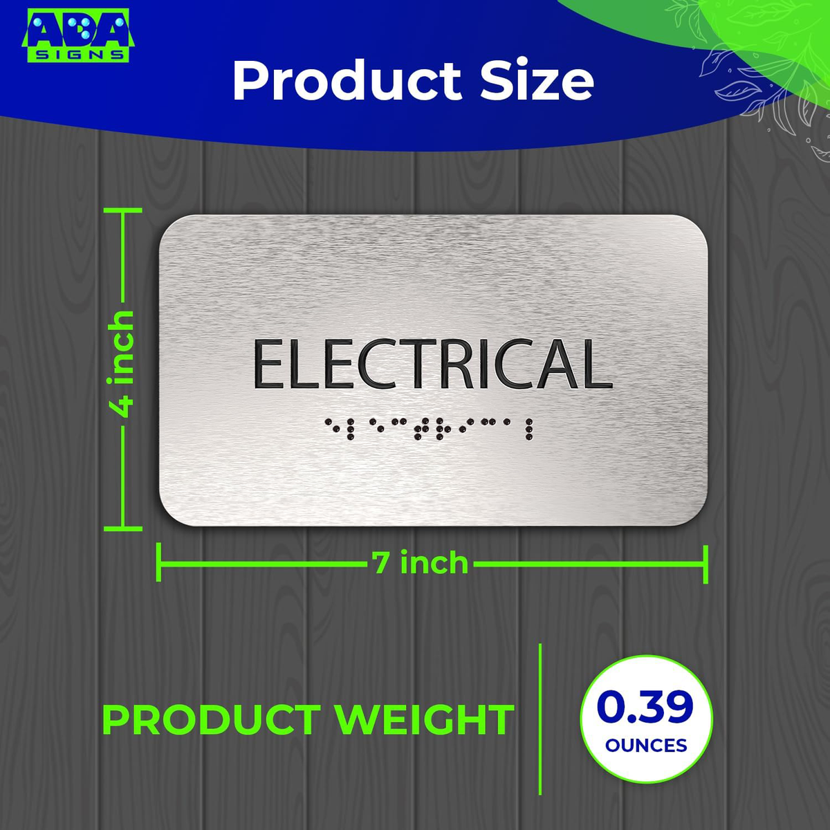 ELECTRICAL Room Sign - Brushed Silver Aluminum - ADA Compliant