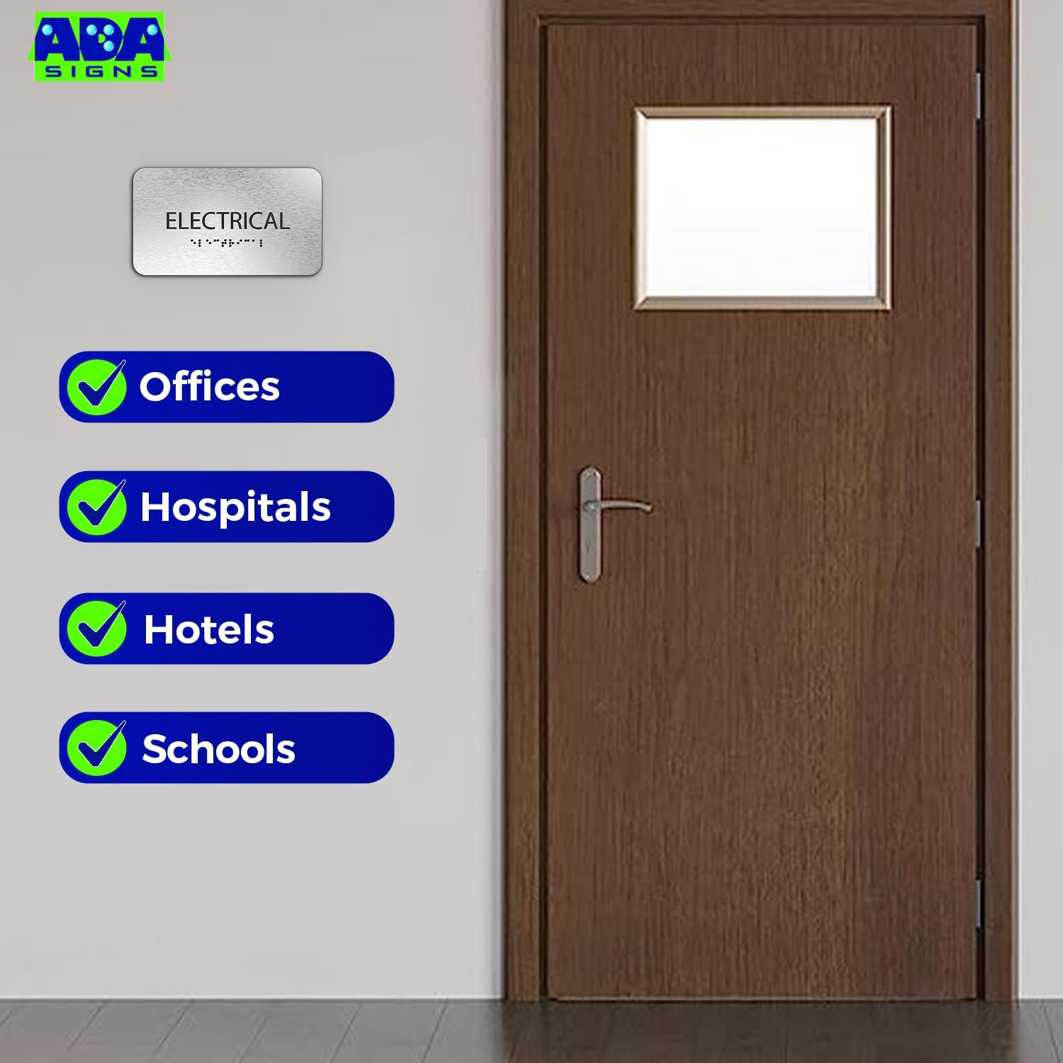 ELECTRICAL Room Sign - Brushed Silver Aluminum - ADA Compliant
