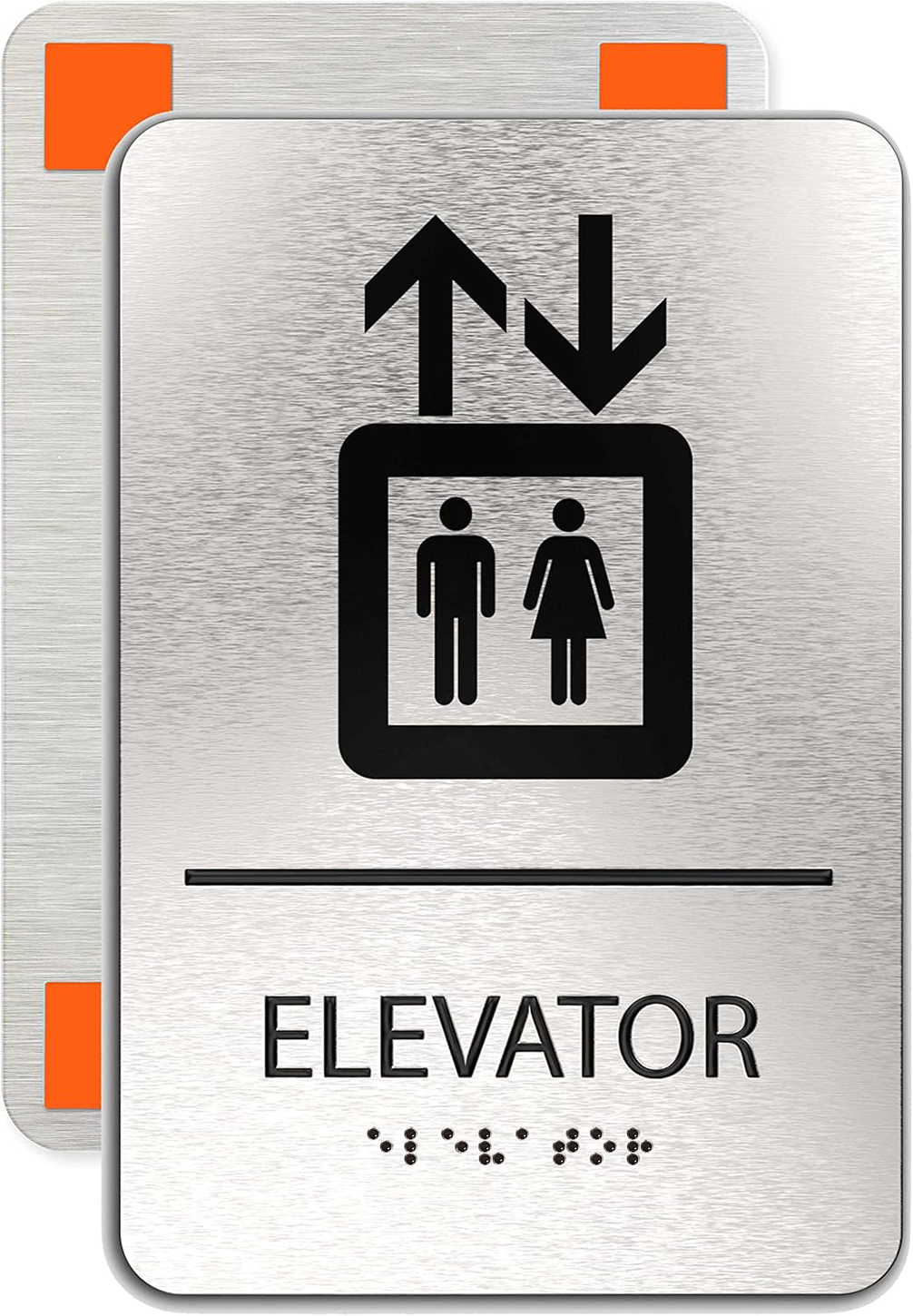 ELEVATOR sign - Brushed Silver Aluminum - ADA Compliant