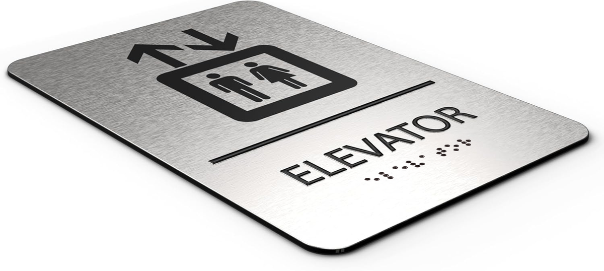 ELEVATOR sign - Brushed Silver Aluminum - ADA Compliant
