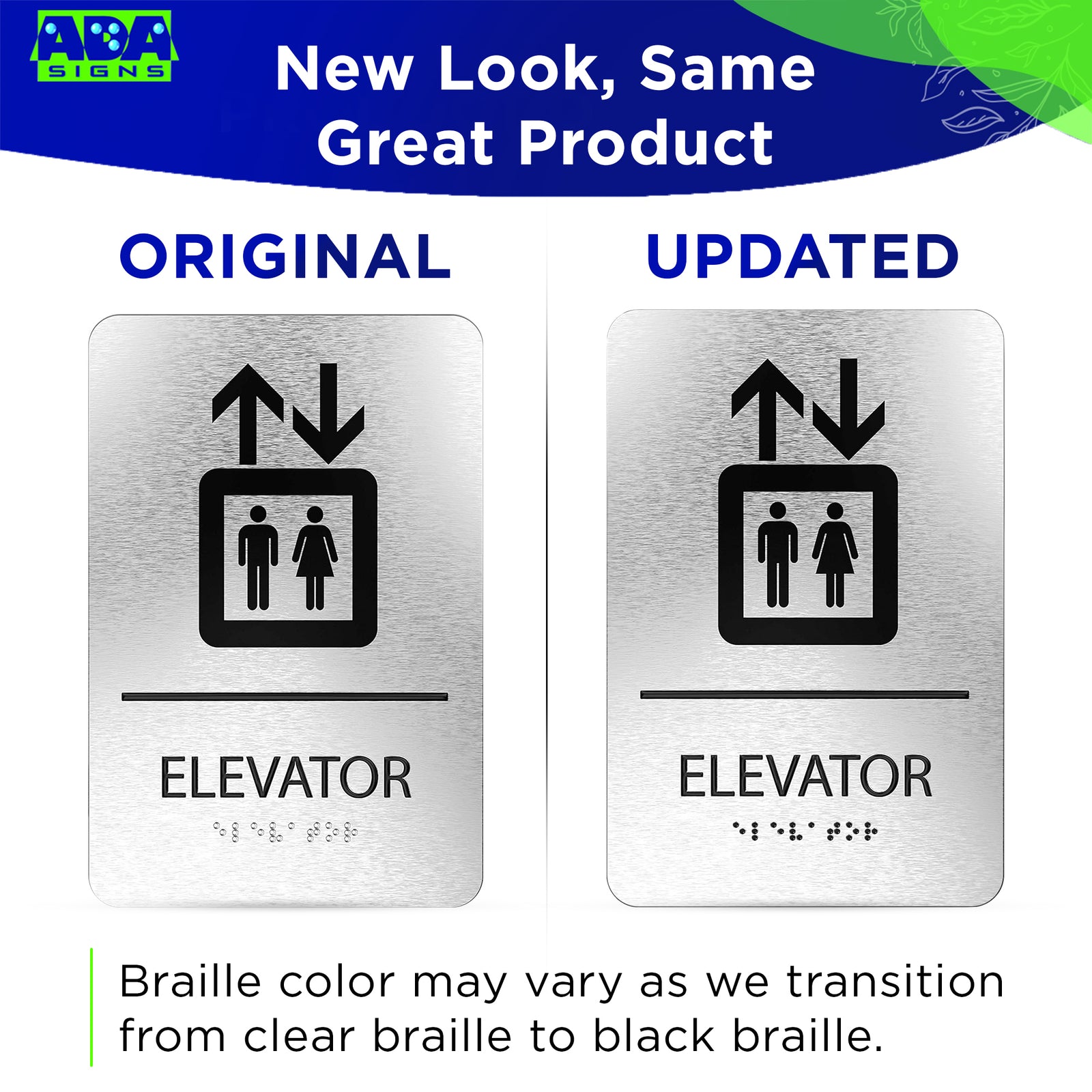 ELEVATOR sign - Brushed Silver Aluminum - ADA Compliant