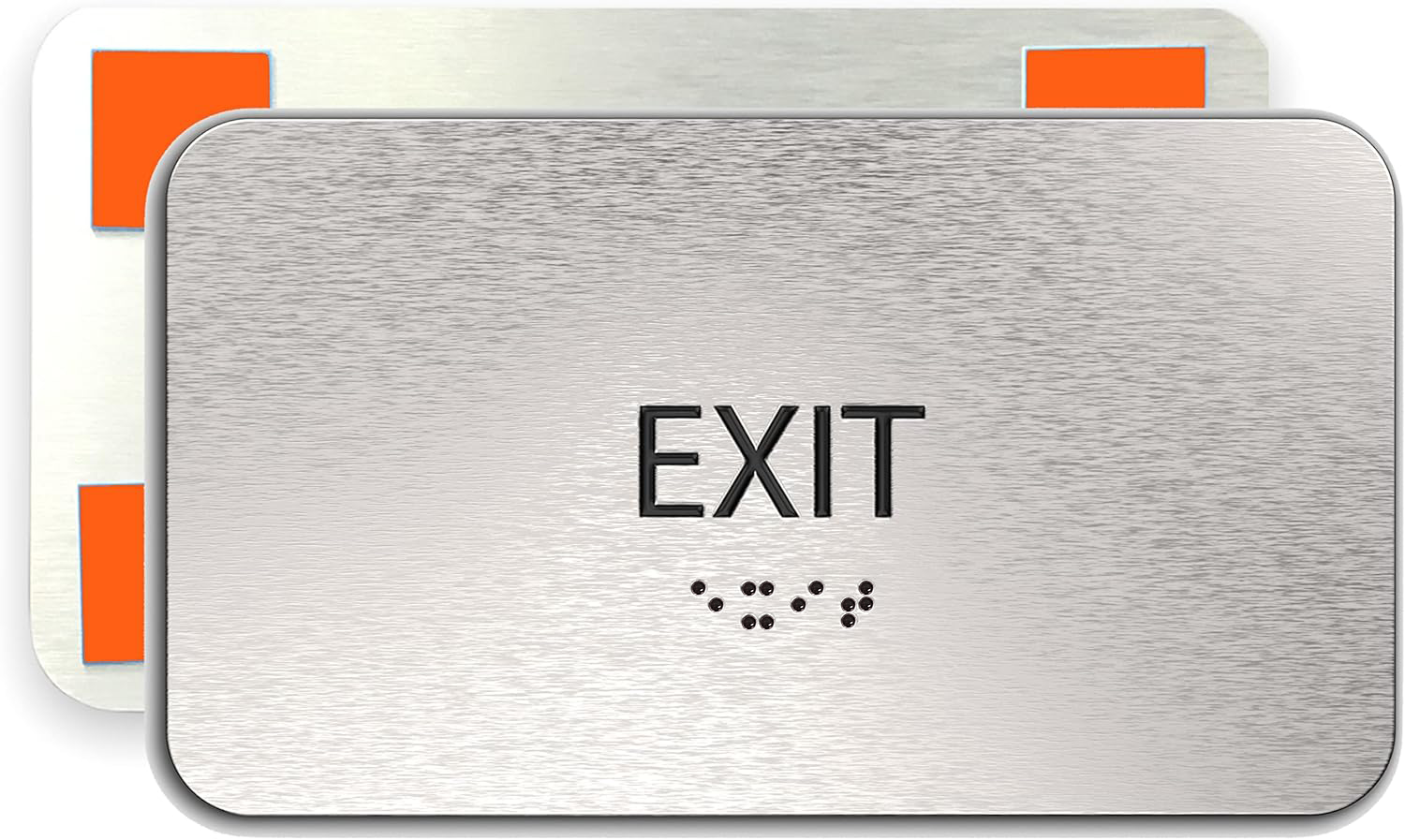 EXIT Sign - Brushed Silver Aluminum - ADA Compliant