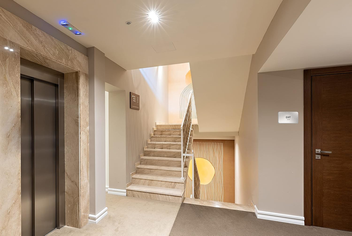 EXIT Sign - Brushed Silver Aluminum - ADA Compliant