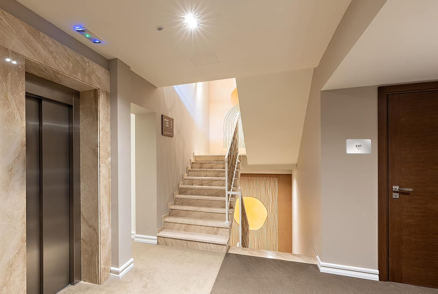 EXIT Sign - Brushed Silver Aluminum - ADA Compliant