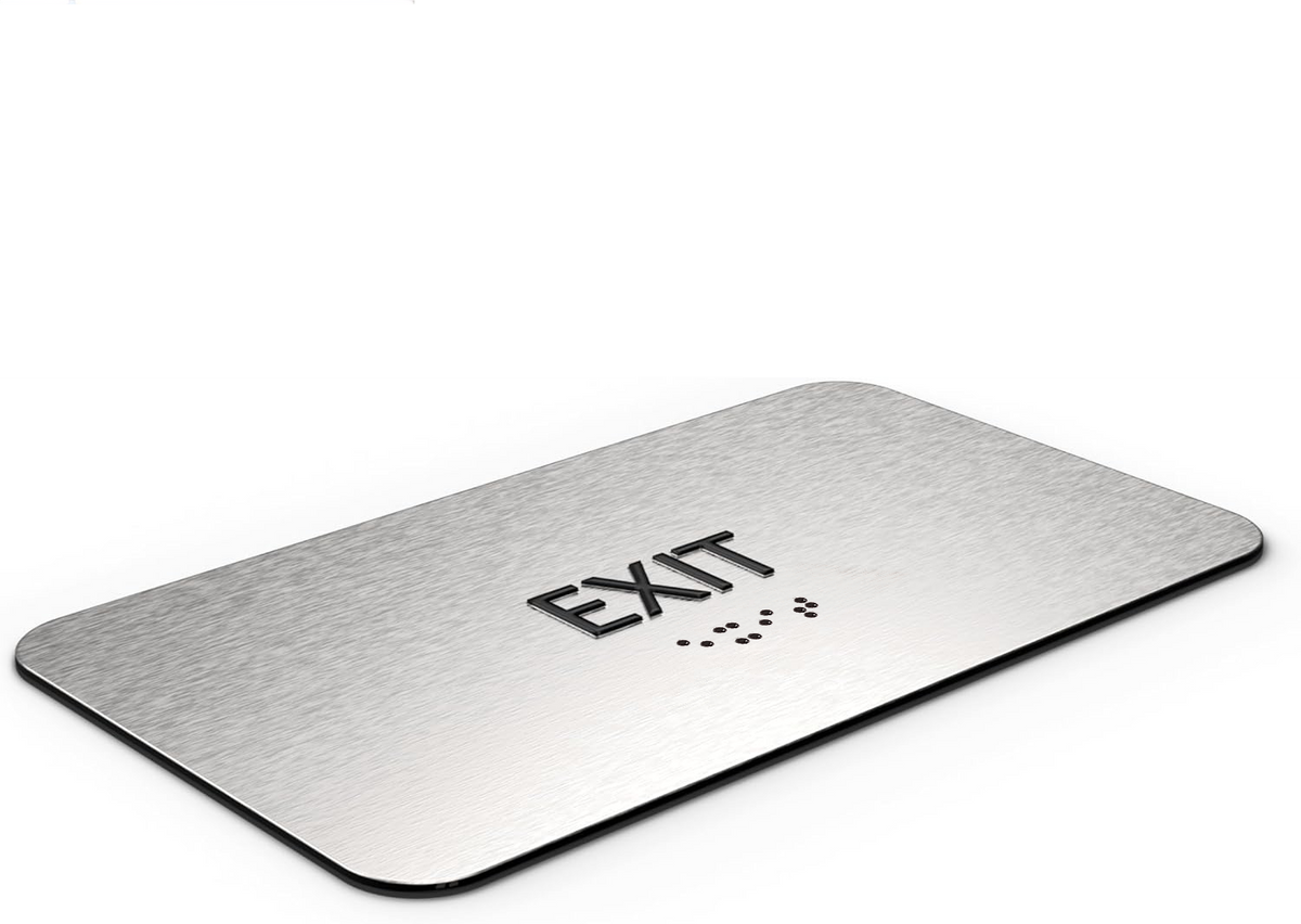 EXIT Sign - Brushed Silver Aluminum - ADA Compliant