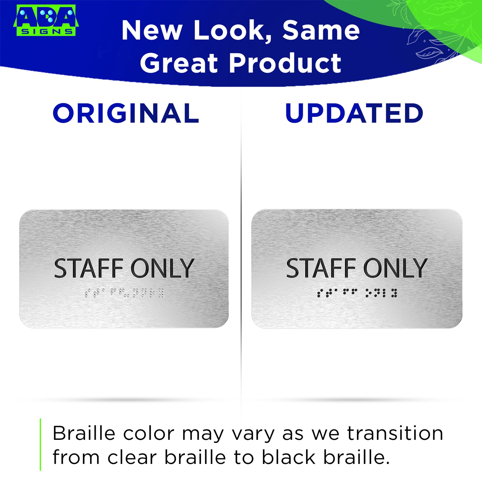 STAFF ONLY Sign - Brushed Silver Aluminum - ADA Compliant