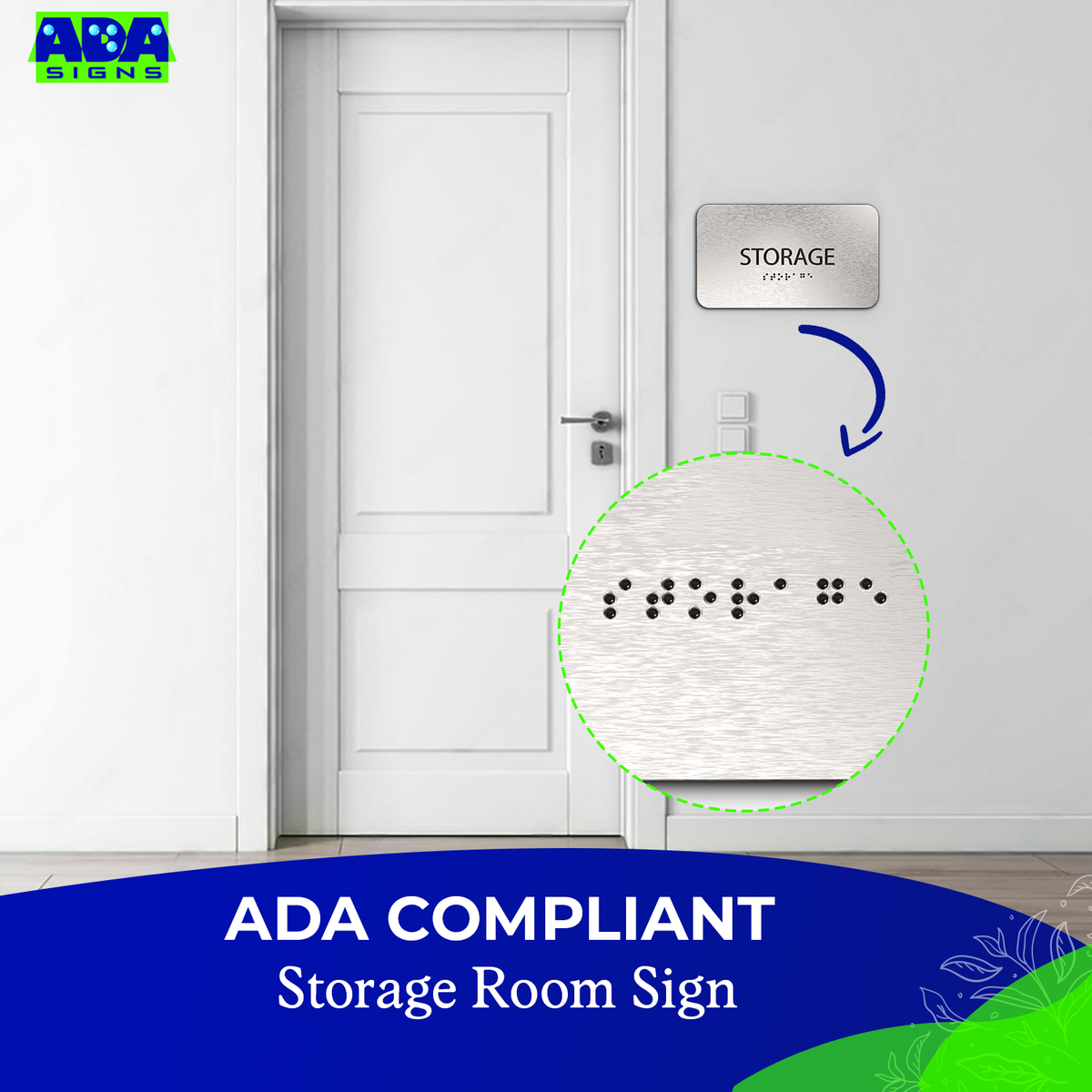 STORAGE Sign - Brushed Silver Aluminum - ADA Compliant