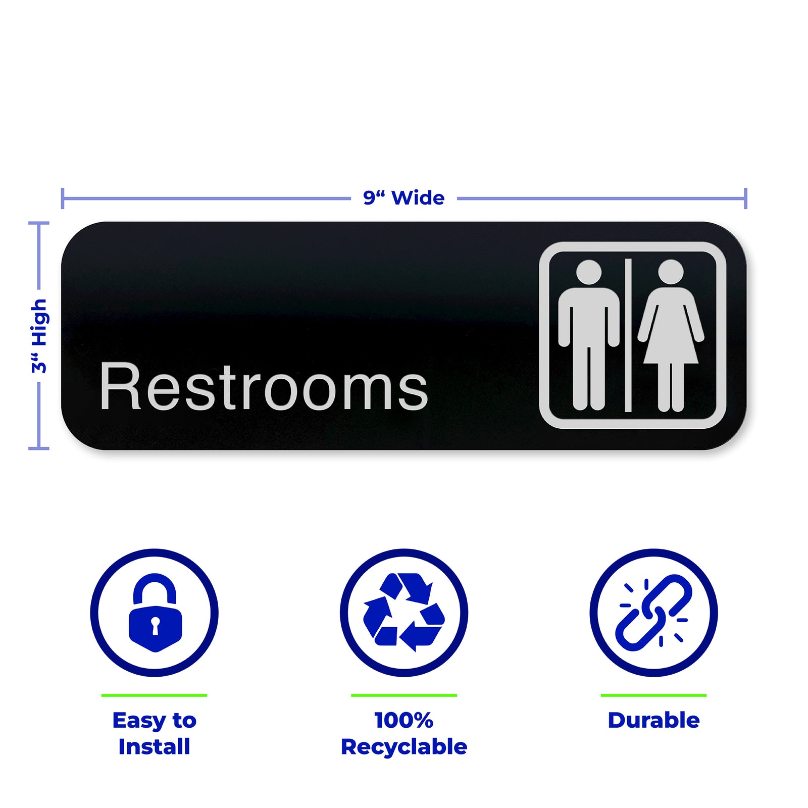MEN AND WOMEN Restroom Signs - Black Acrylic